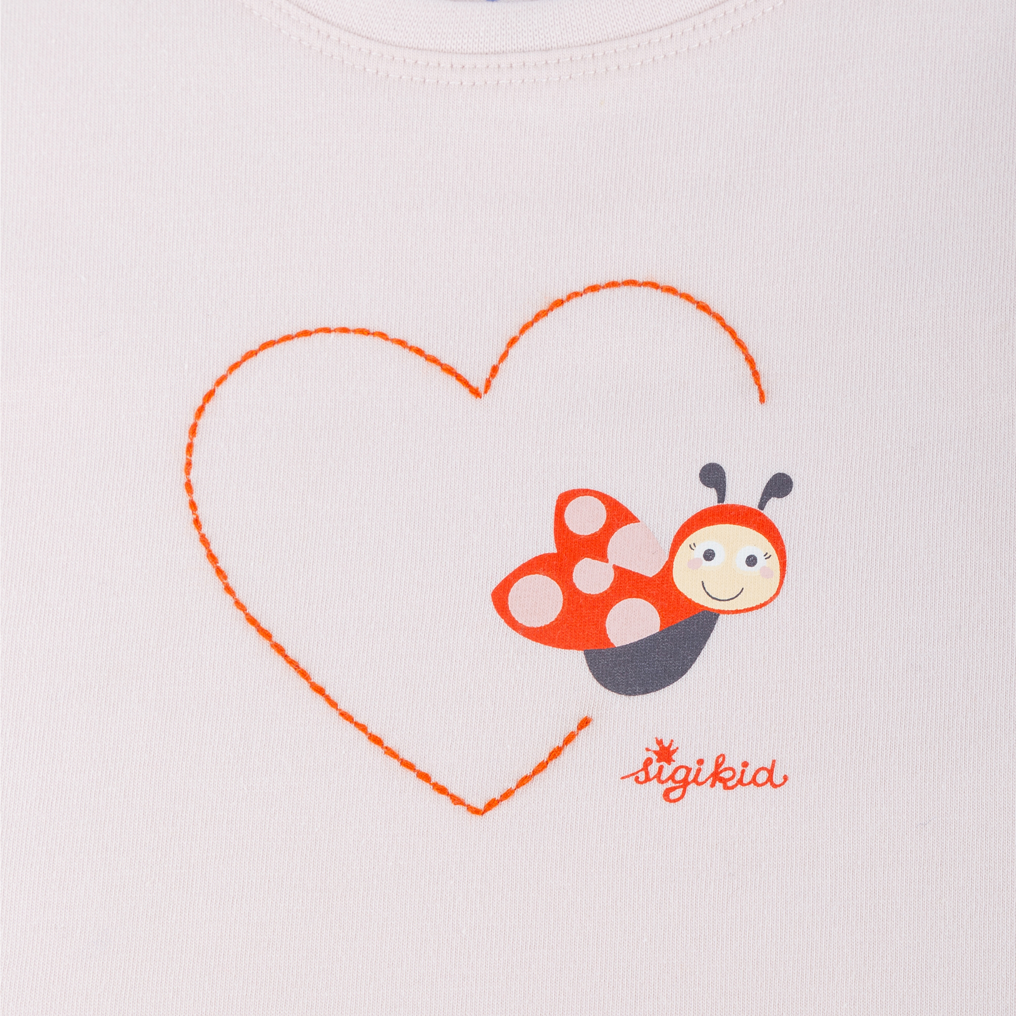 Children's T-shirt ladybug & heart, pale pink