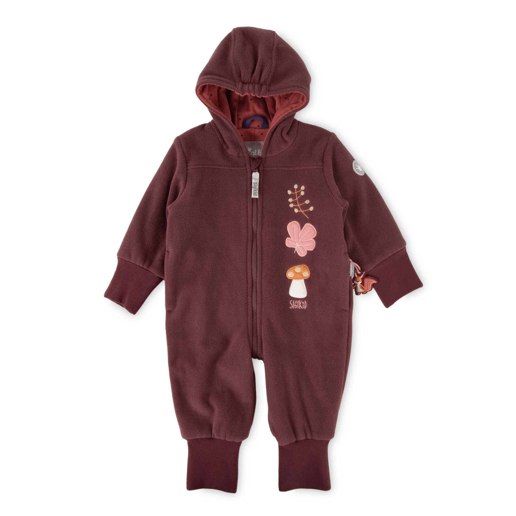 Baby Fleece Overall mit Herbstmotiven, dunkelrot