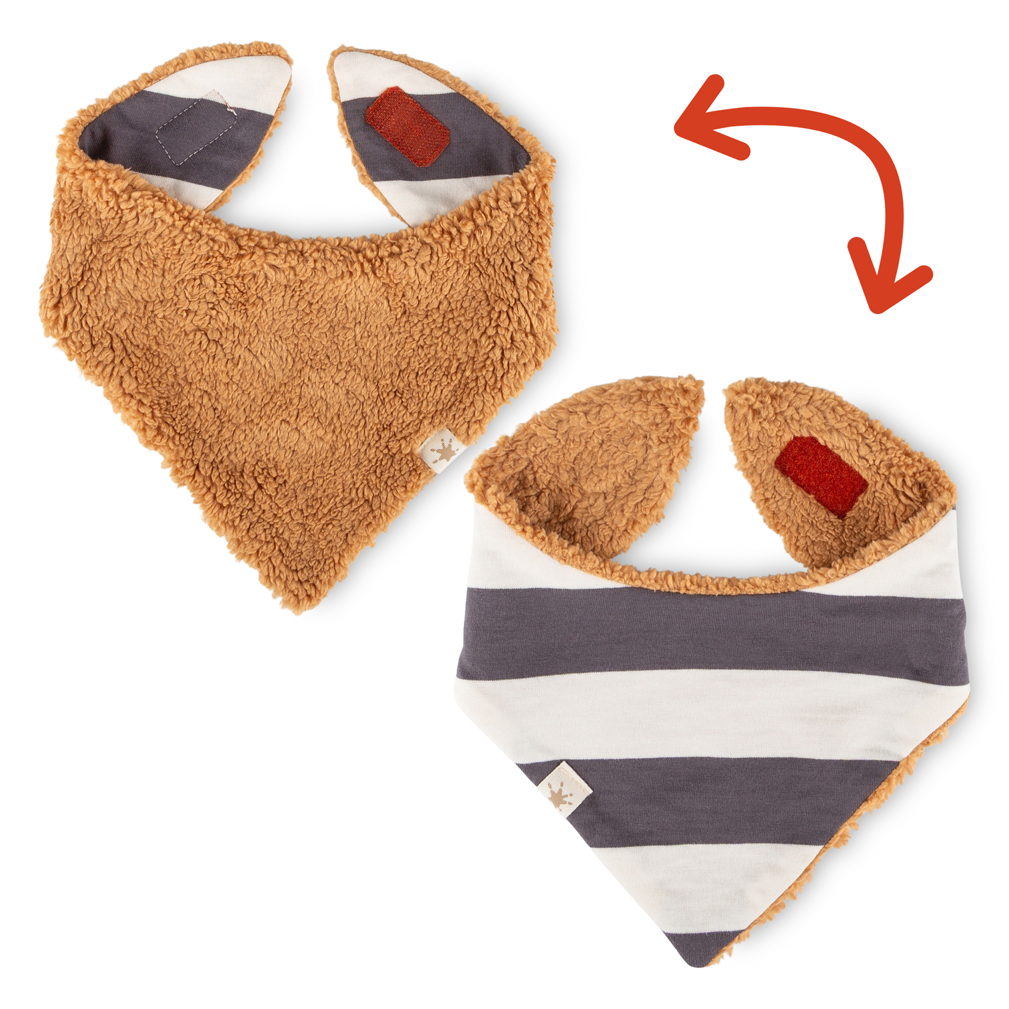 Baby Wendehalstuch Winterbär, Fleece oder grau/weiß gestreift