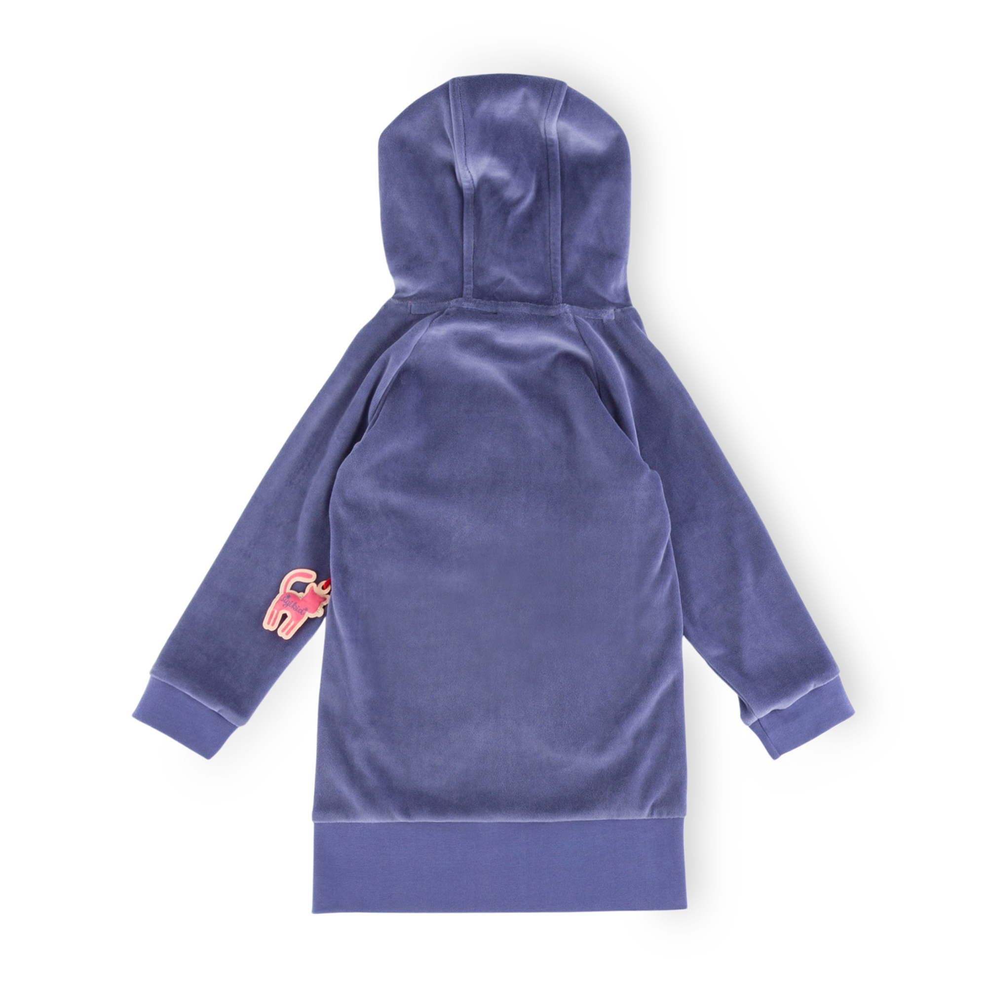 Children's hoody velour dress with pockets, Wild Cat