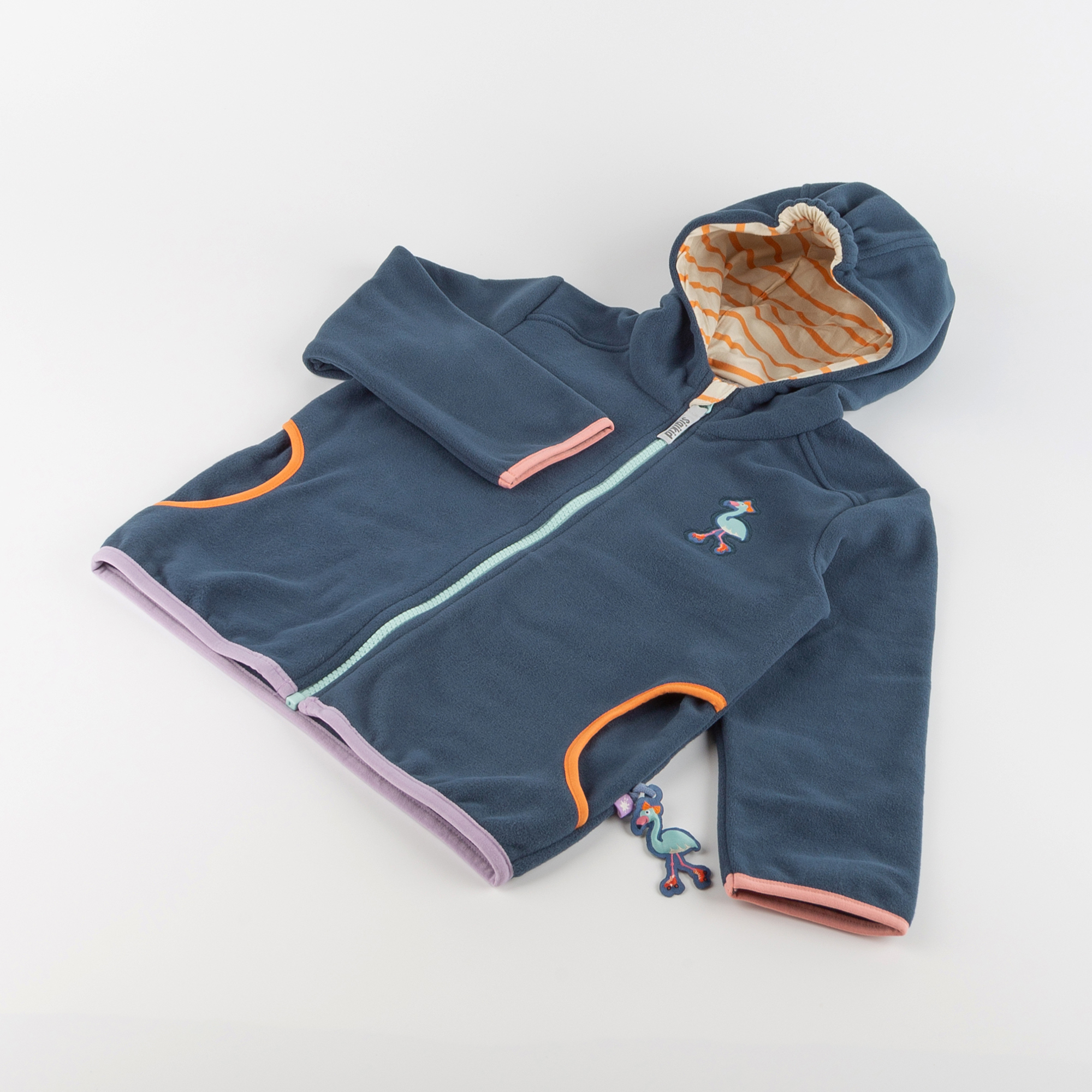 Dunkelblaue Kinder Fleecejacke Wild Flamingo Dunkelblaue Kinder Fleecejacke Wild Flamingo