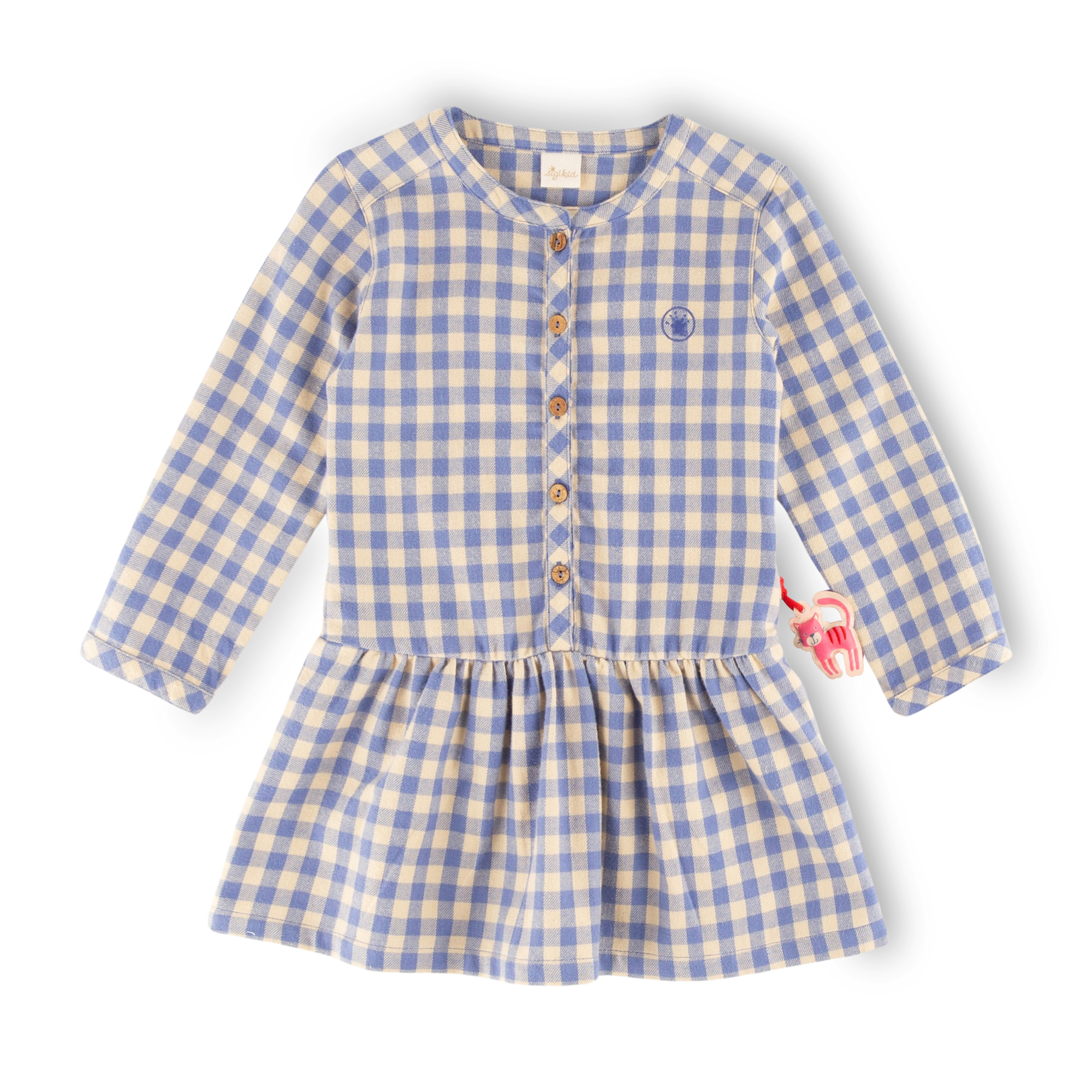 Check children's long sleeve flannel dress Wild Cat