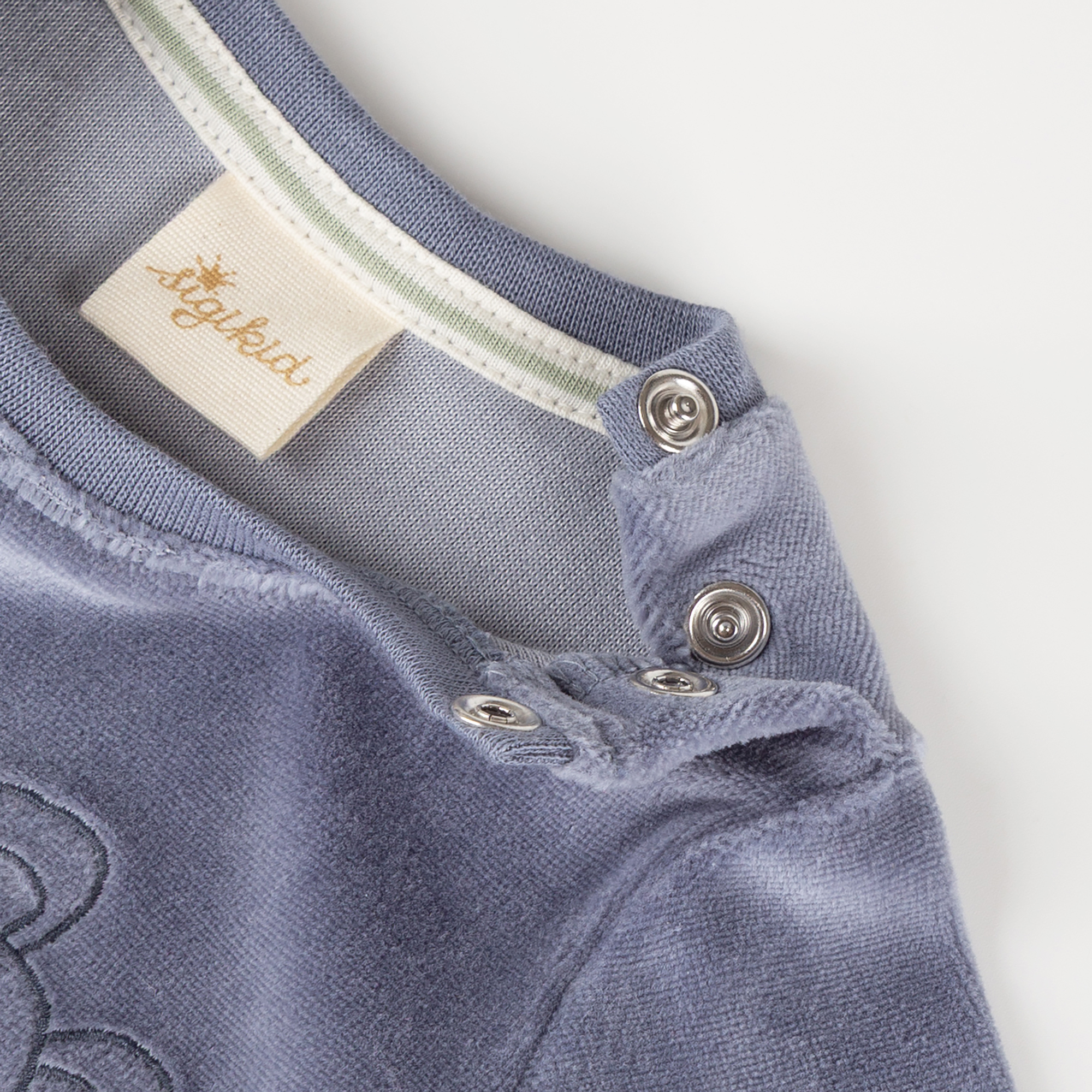 Newborn baby velour long sleeve Tee mouse, blue