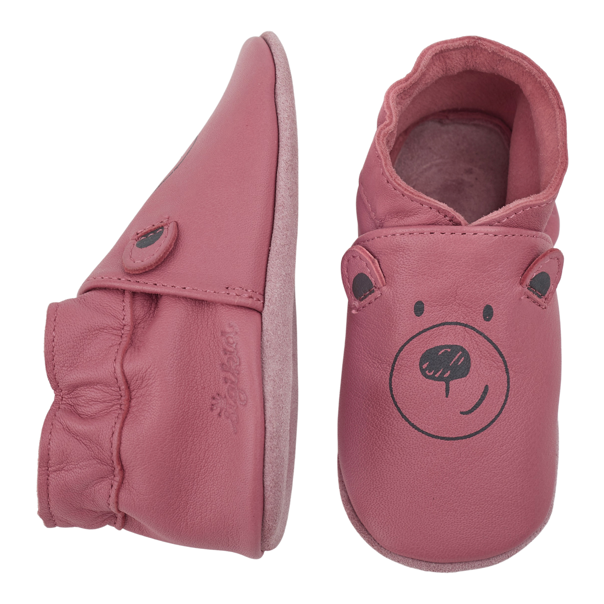 Baby Lederschuhe Bär, pink