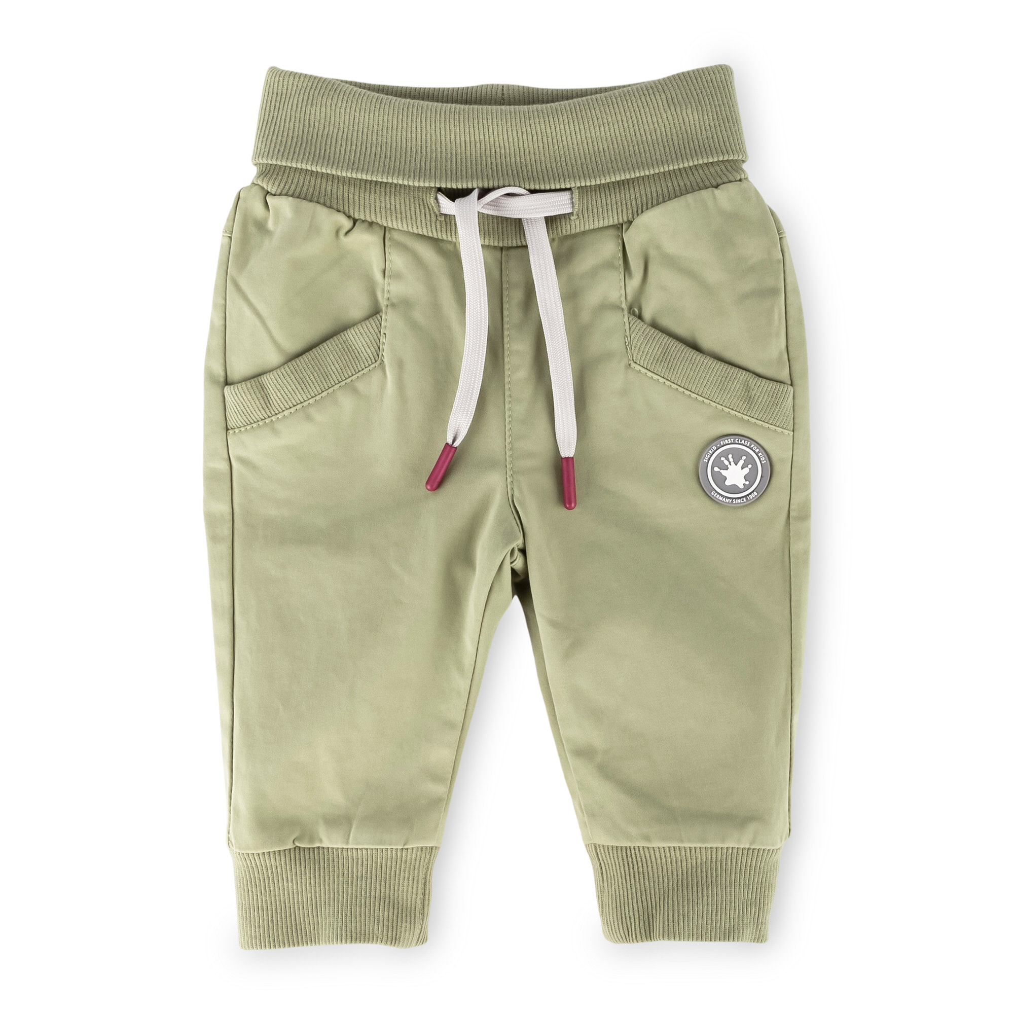 Baby foldover waistband gabardine trousers with pockets Baby foldover waistband gabardine trousers with pockets