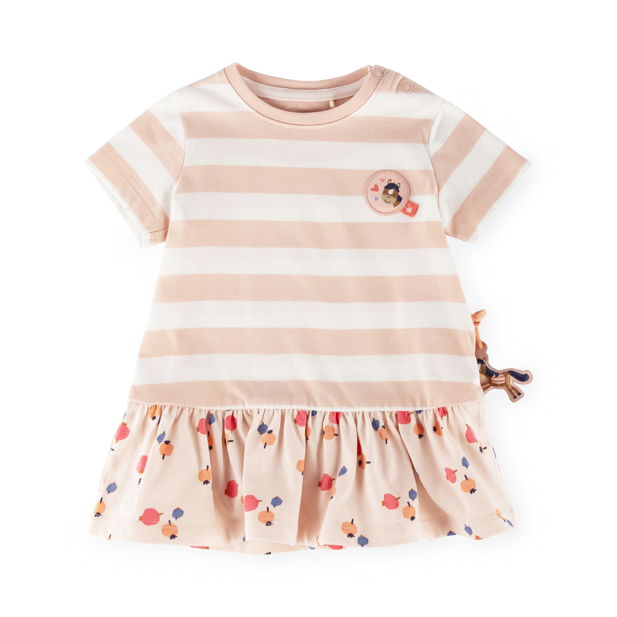 Baby flounce summer dress Funny Horse, cream/pale pink