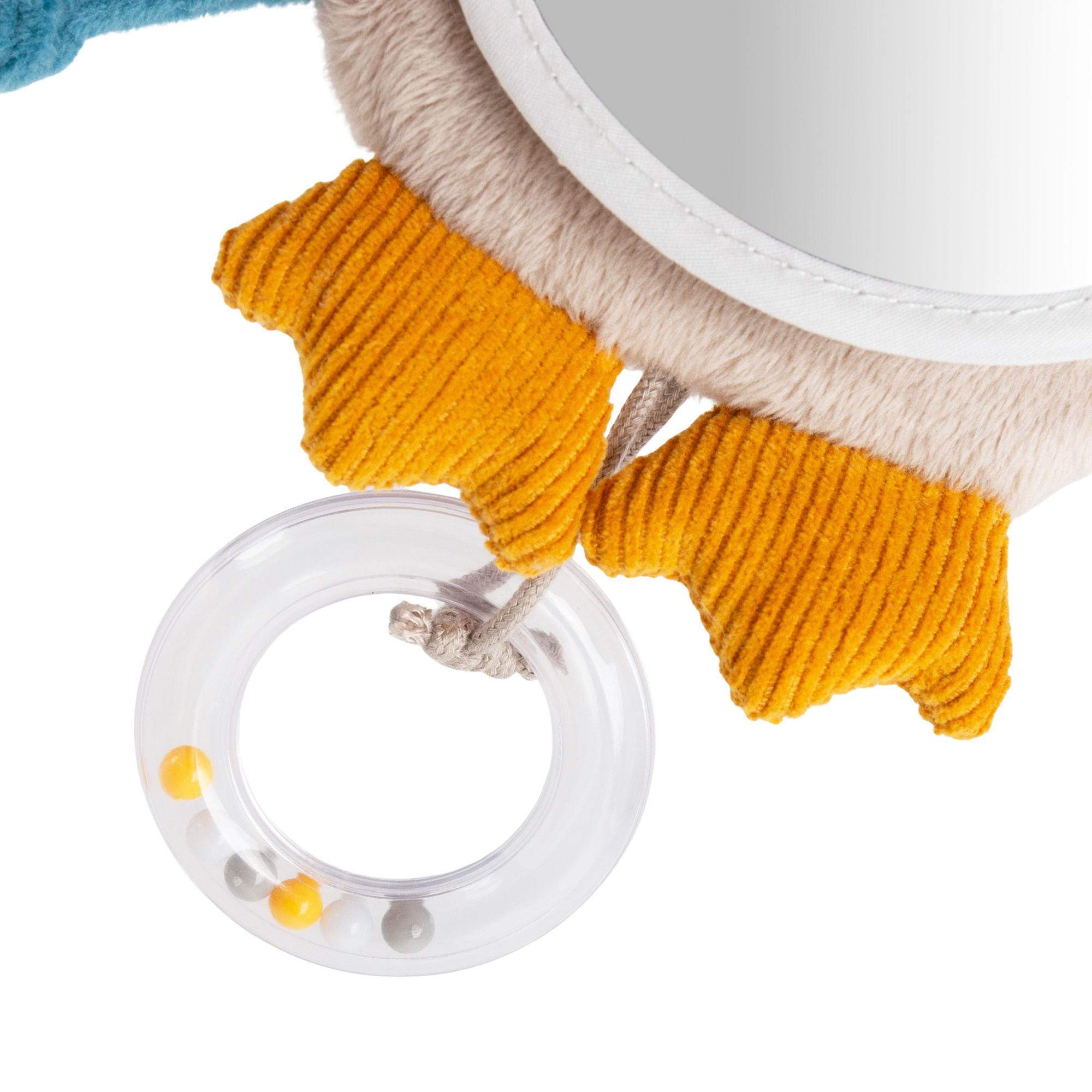 Hanging baby rattle rustle soft toy owl with foil mirror