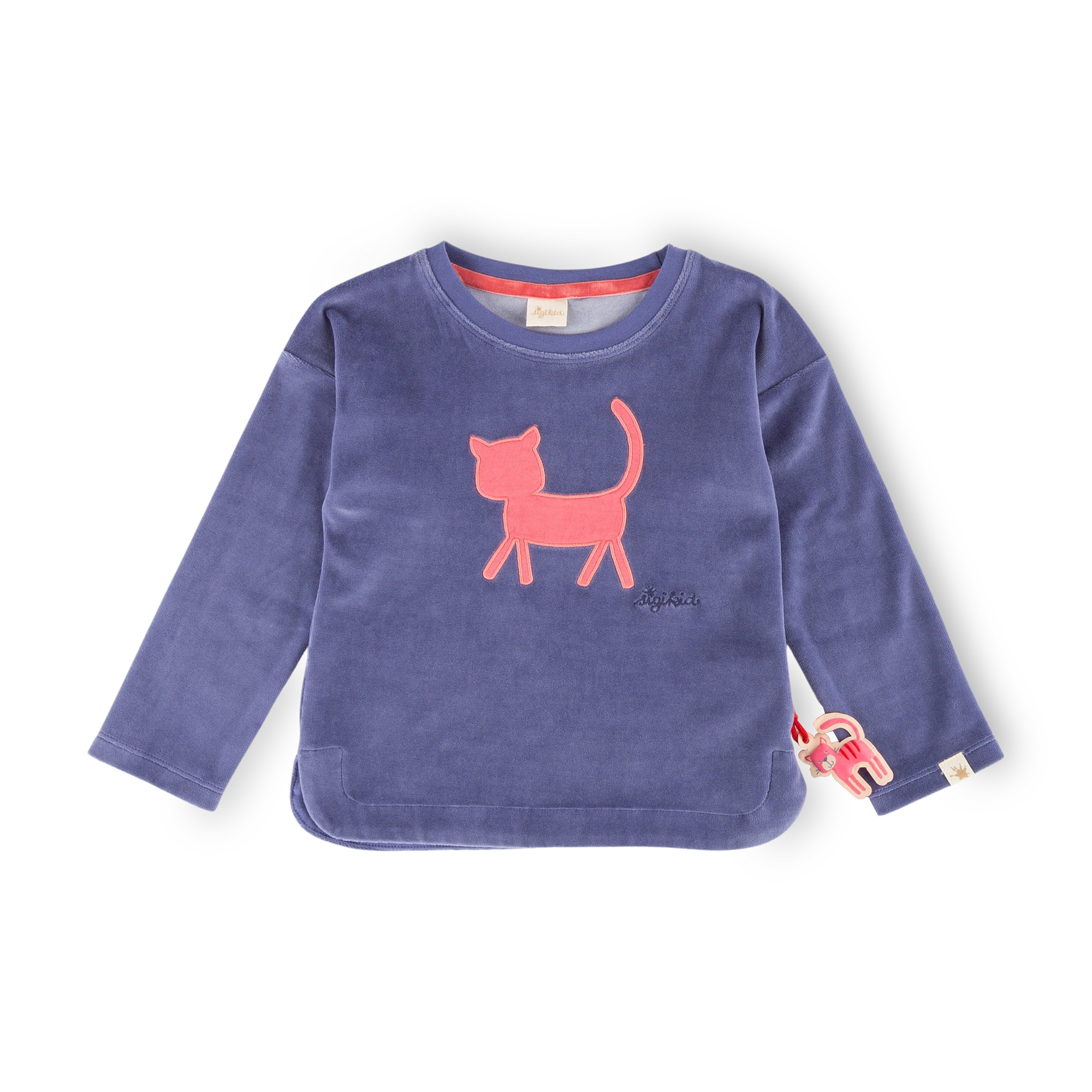 Kinder Nicki Langarmshirt mit Katzen Motiv, blau