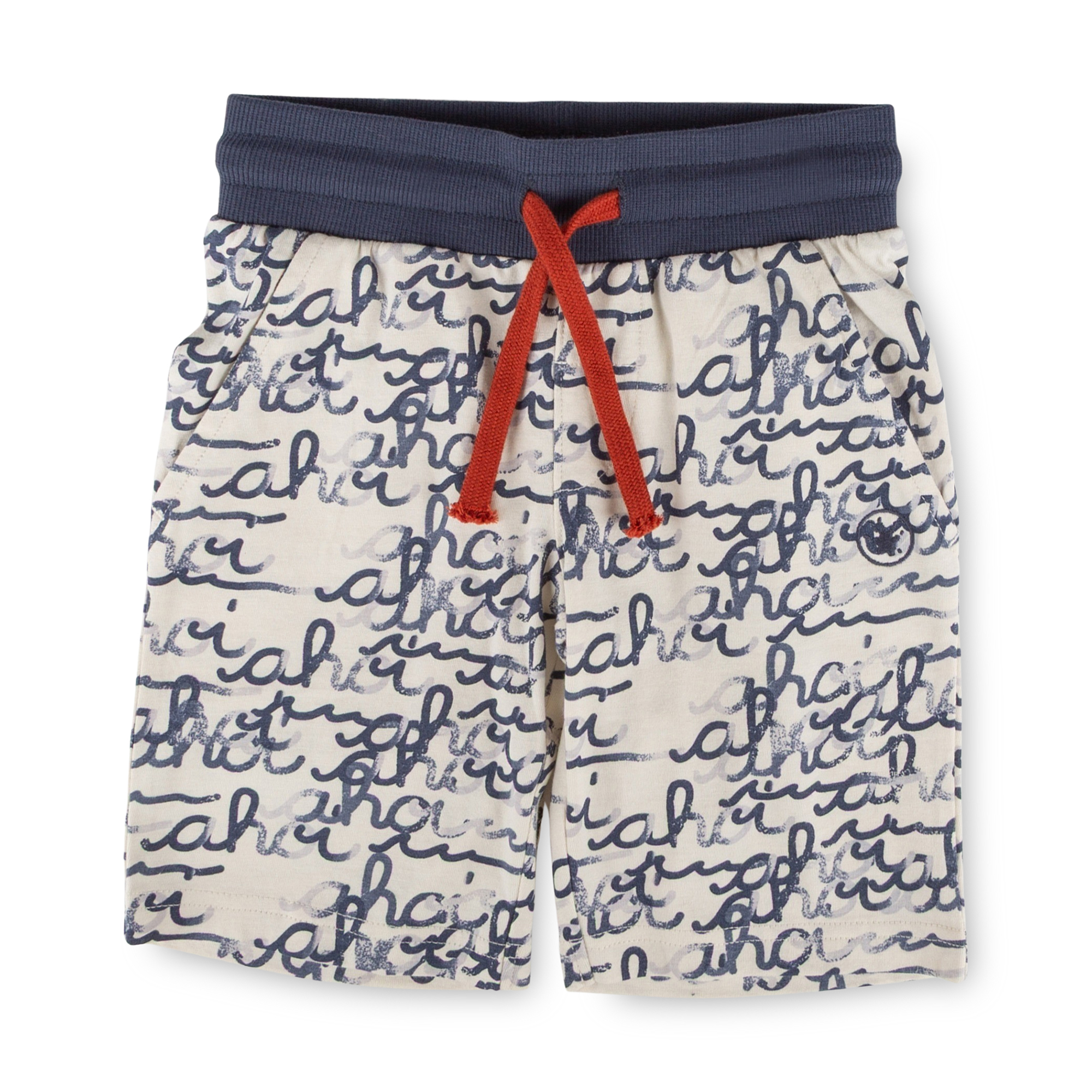 Kinder Bermuda "Ahoi" Print, weiß mit blau