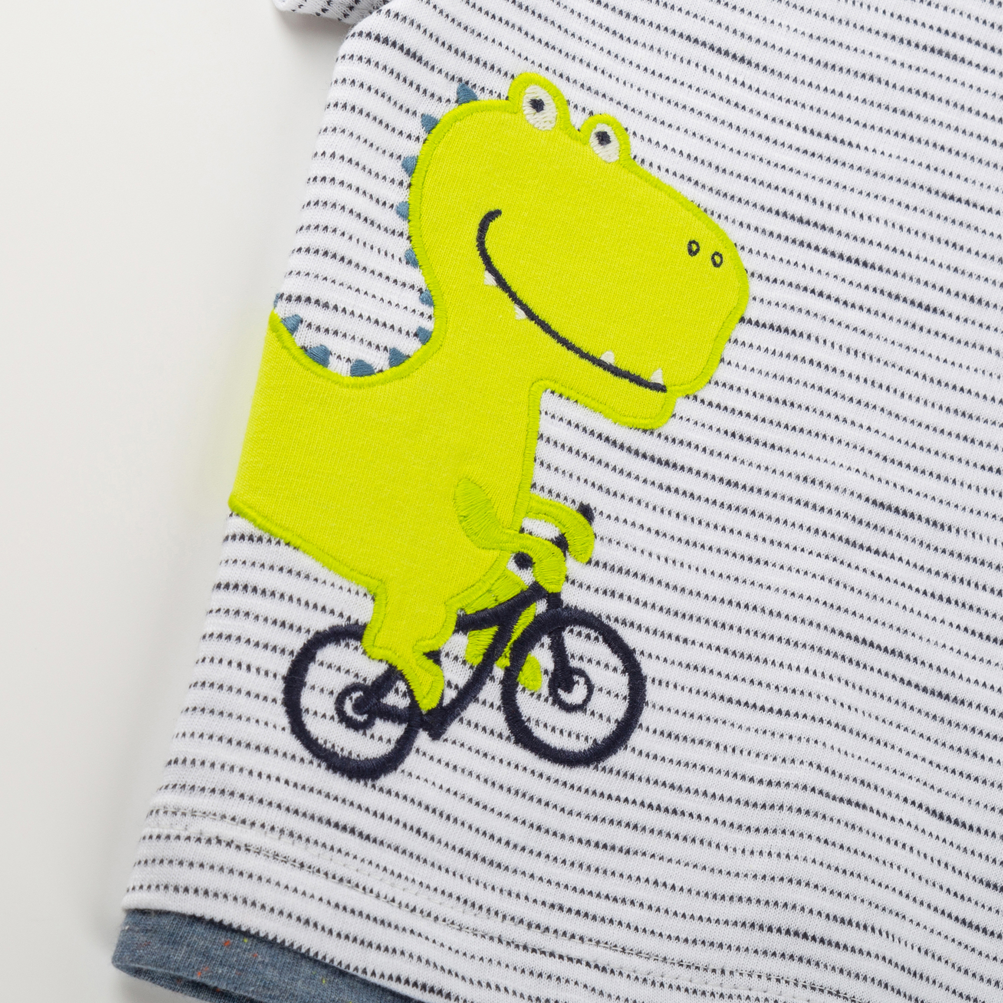Baby T-Shirt Fahrrad Dino, weiß meliert Baby T-Shirt Fahrrad Dino, weiß meliert