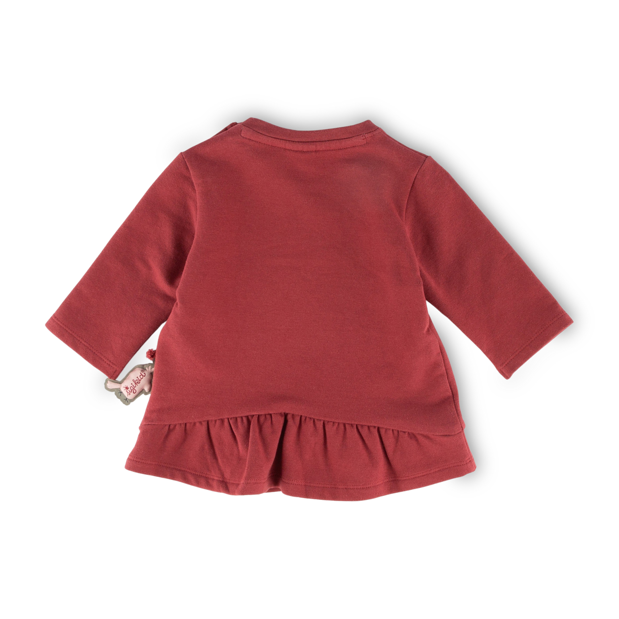 Baby Sweat Longshirt mit Stickmotiv Blumen, dunkelrot