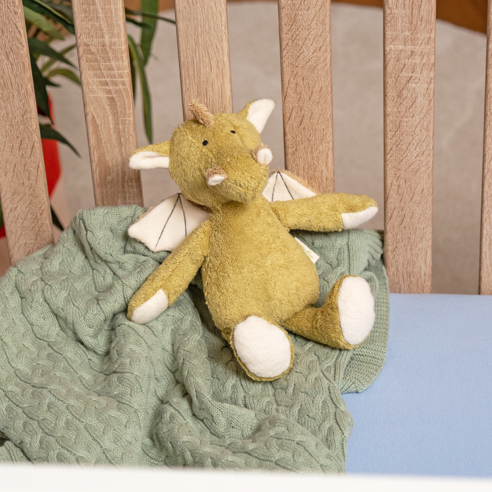 Organic soft toy dragon, Green
