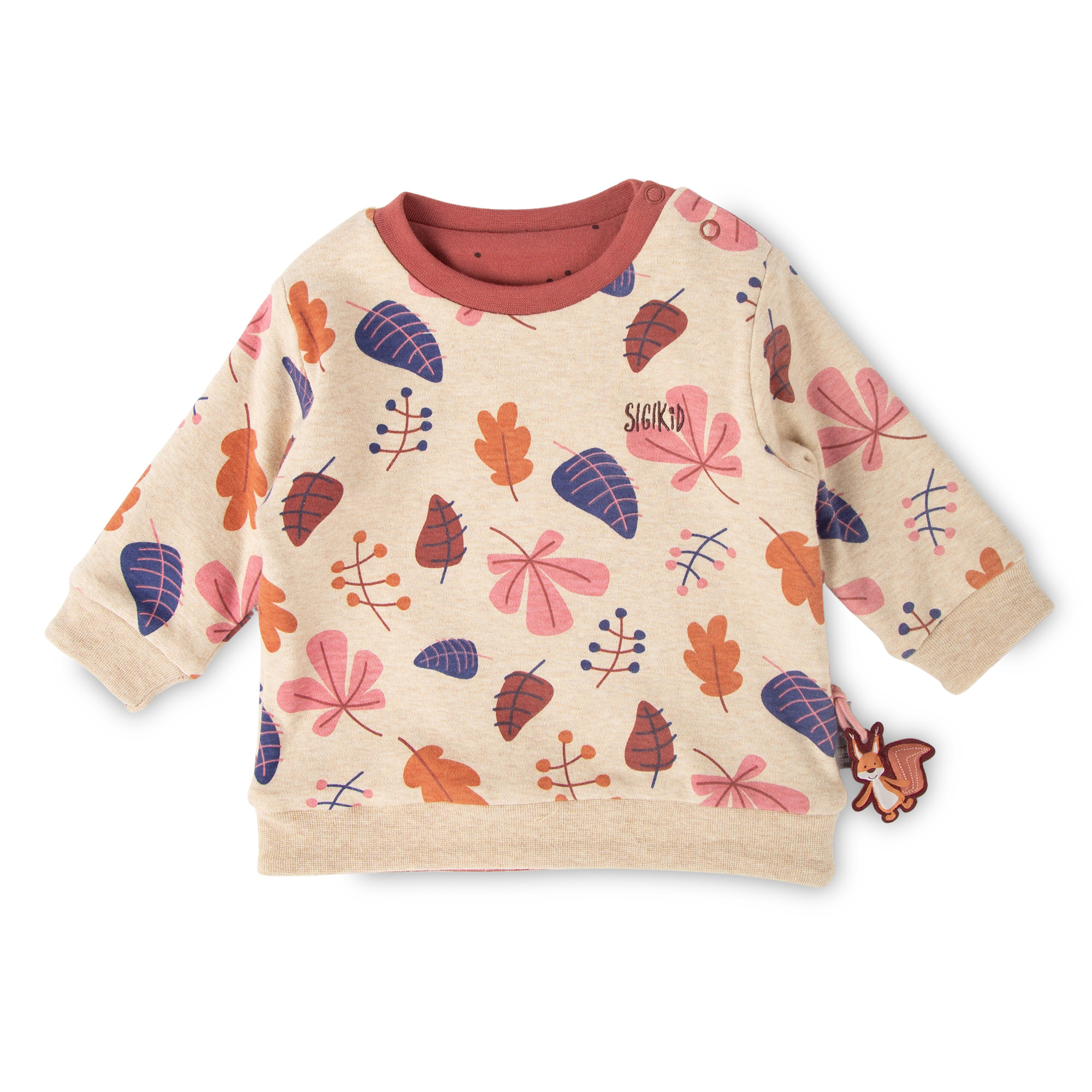 Baby Wendeshirt rotbraun mit Pünktchen/bunter Herbstprint