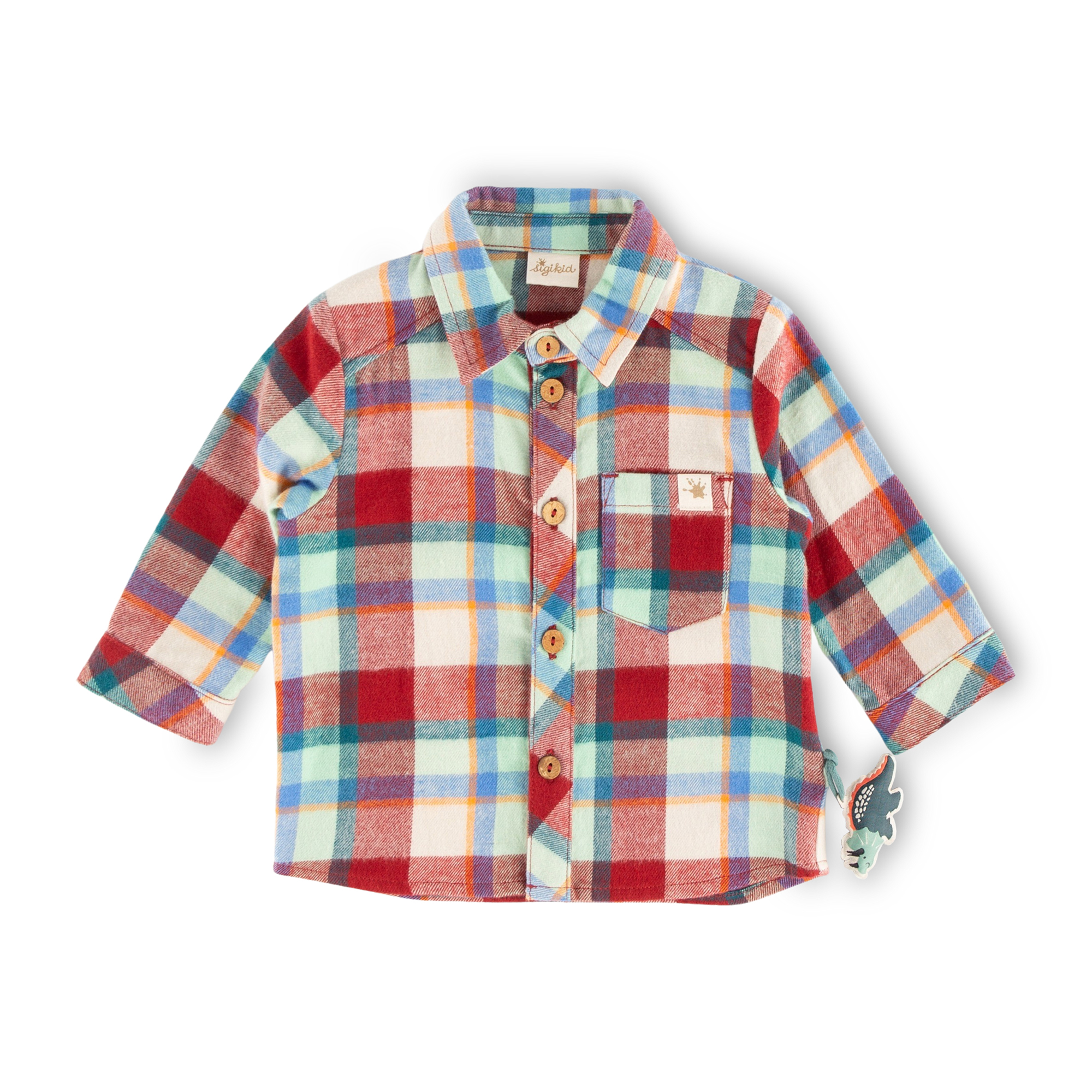 Kariertes Baby Flanellhemd Dino World, Langarm Kariertes Baby Flanellhemd Dino World, Langarm