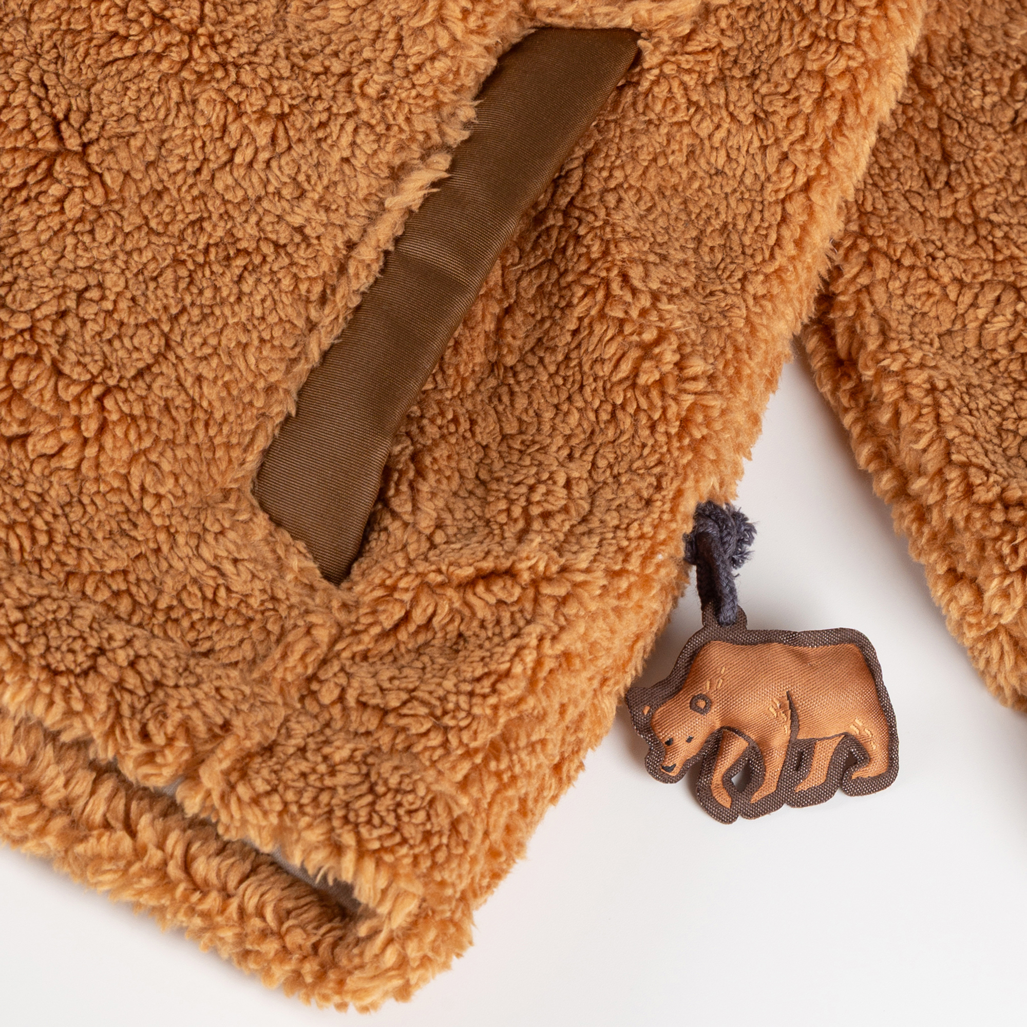 Sherpa Fleece Jacke Winterbär gefüttert, karamellbraun