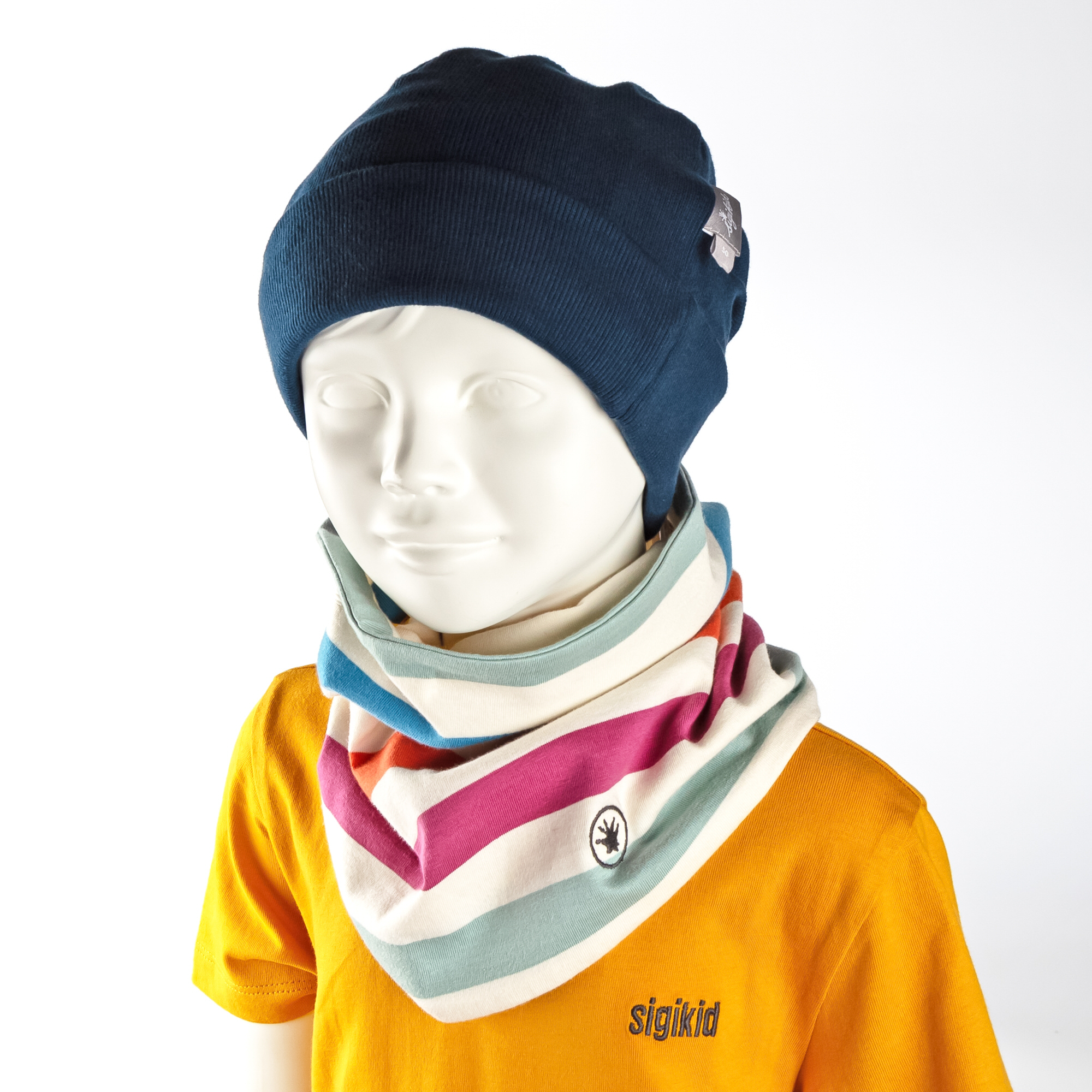 Boys' kids' striped double-layered loop infinity scarf