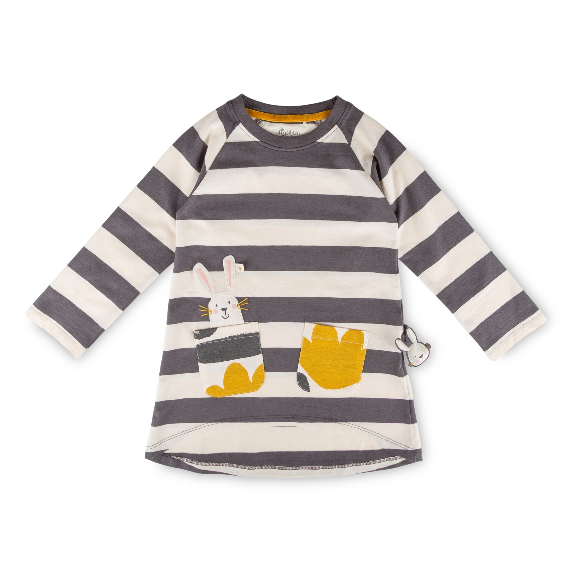 Girls' long sleeve Tee dress Snow Bunny with pockets