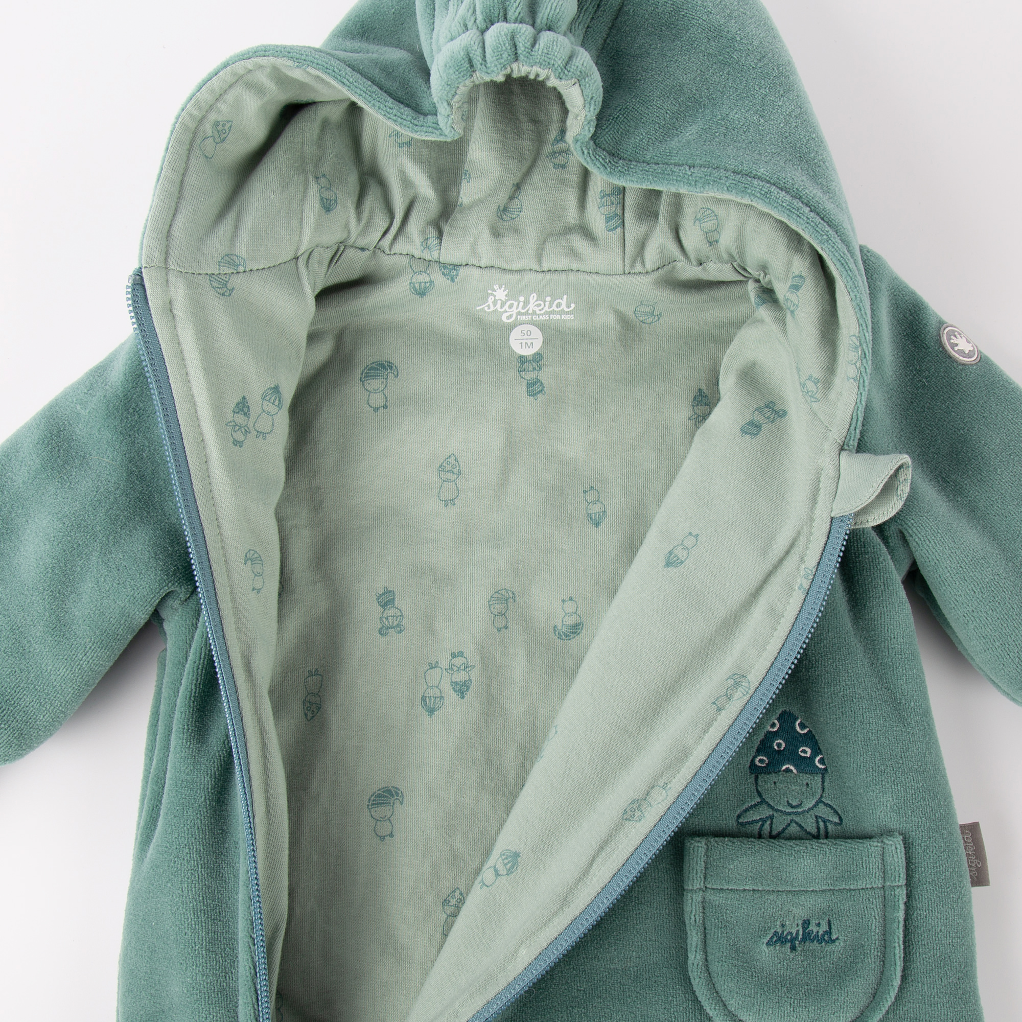 Mint green newborn baby velour overall, lined, interlined Mint green newborn baby velour overall, lined, interlined