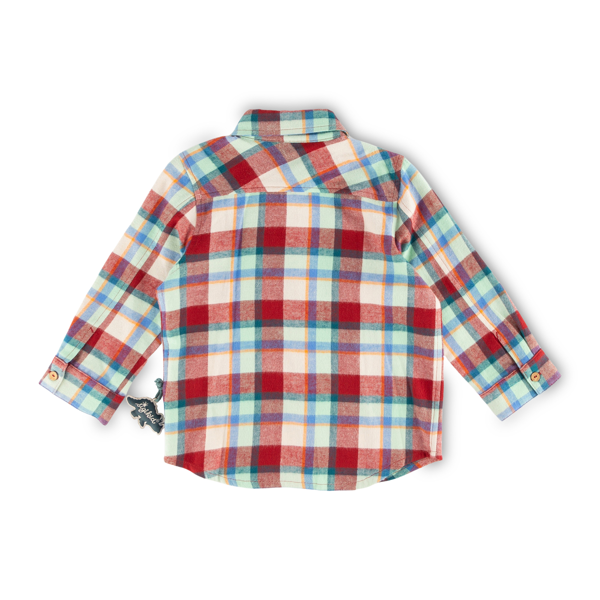 Children's boys' check flannel shirt dark red