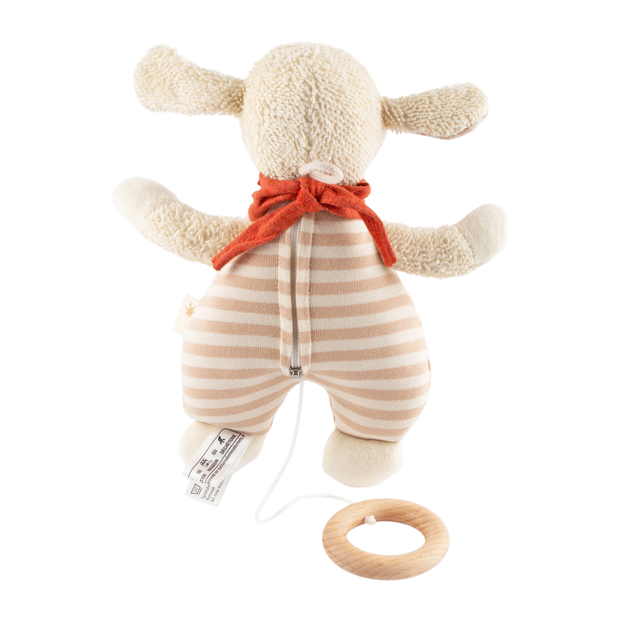 Musical soft toy sheep, cream/beige