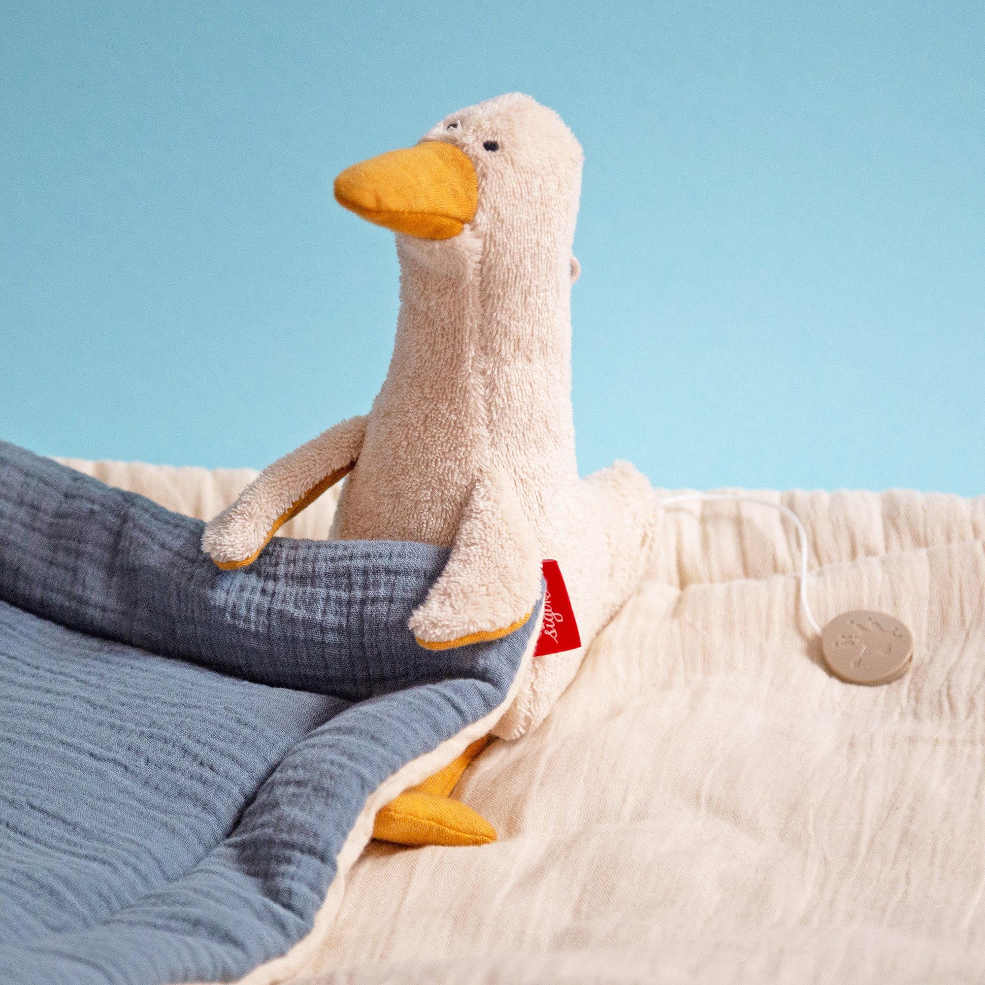 Musical soft toy duck, cotton & kapok, Natural Friends