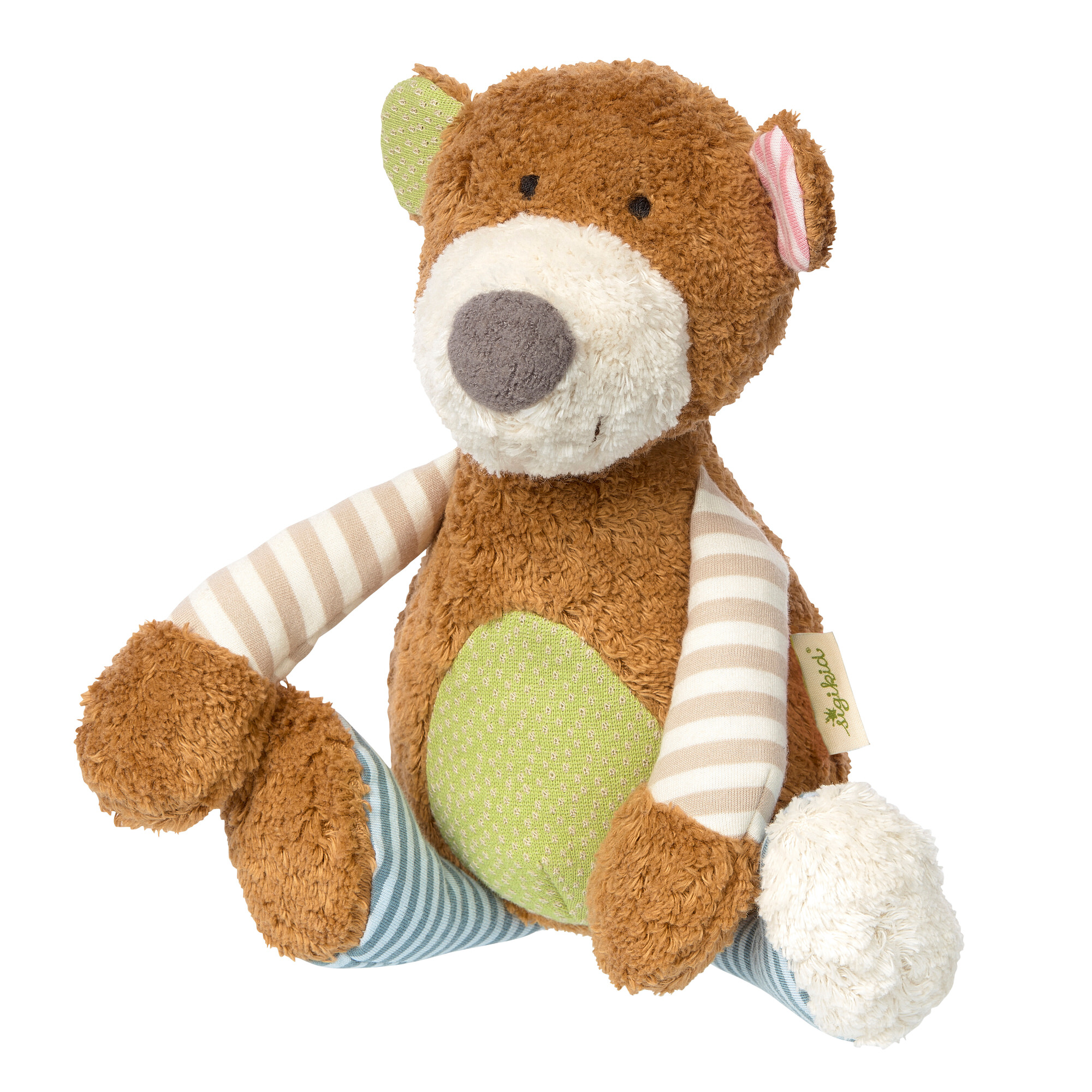 Plush toy patchwork bear, organic Green Plush toy patchwork bear, organic Green