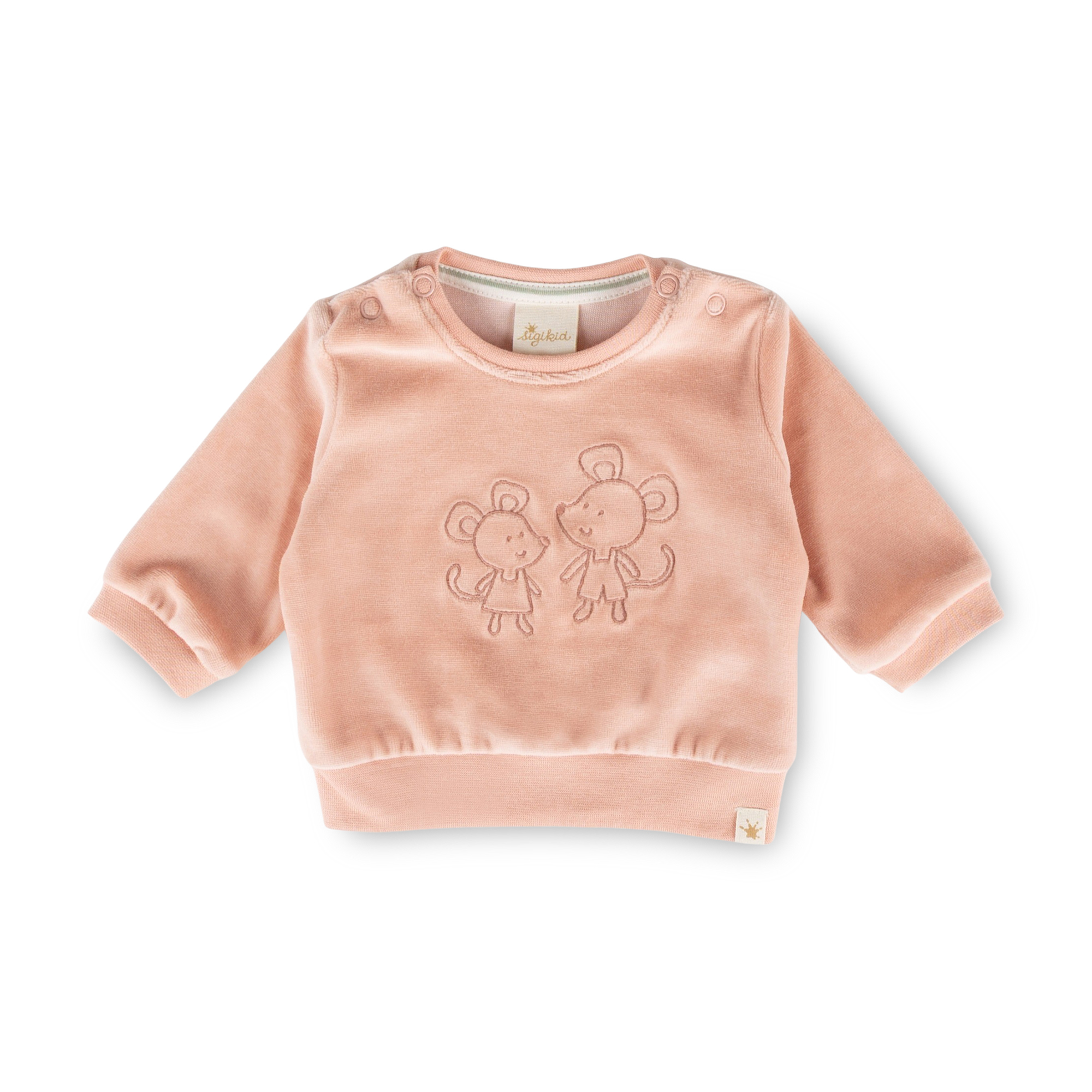 Newborn baby velour long sleeve Tee mouse, pink