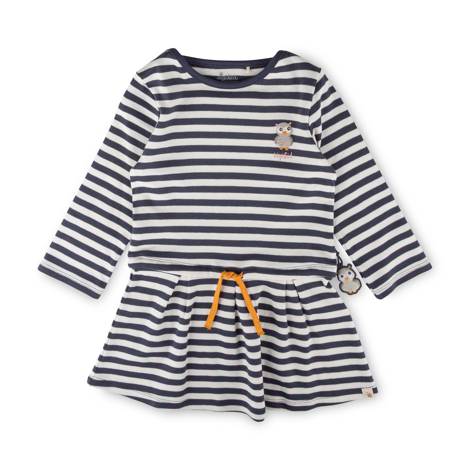 Kinder Kleid Eule Curious Owl, blau-weiß geringelt