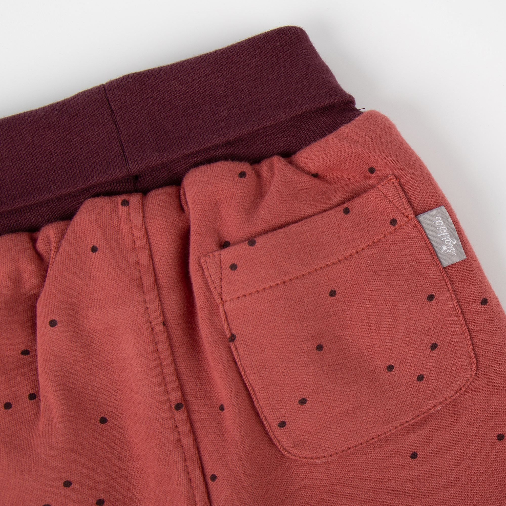 Reversible baby soft pants, burgundy red/copper brown