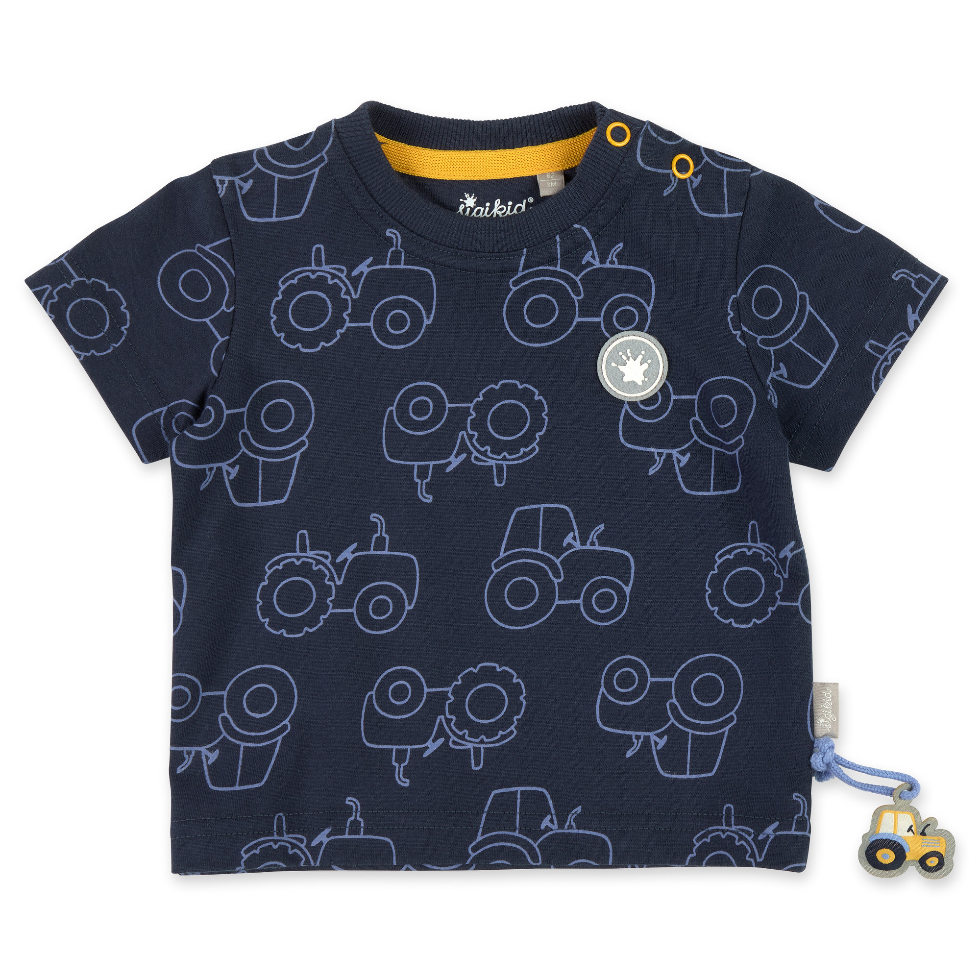 Blaues Baby T-Shirt mit Traktoren bedruckt