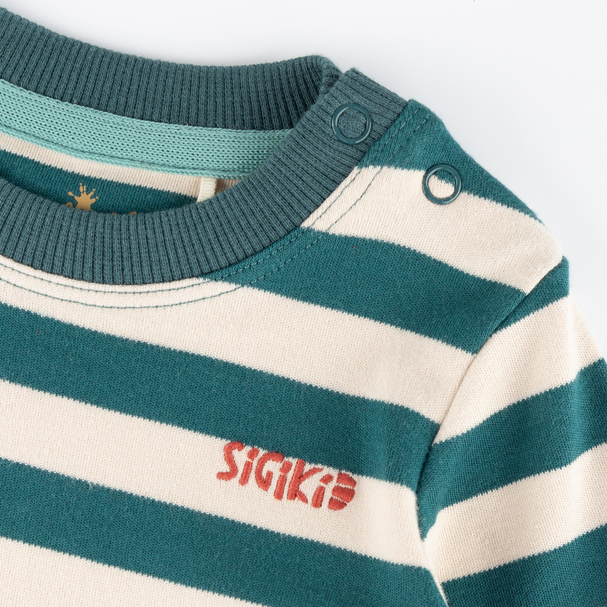 Dark green striped baby long-sleeve Tee, Dino World Dark green striped baby long-sleeve Tee, Dino World