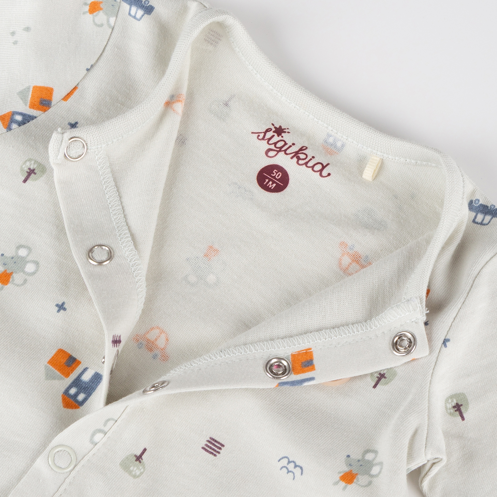 Newborn baby footed romper, foldover mittens