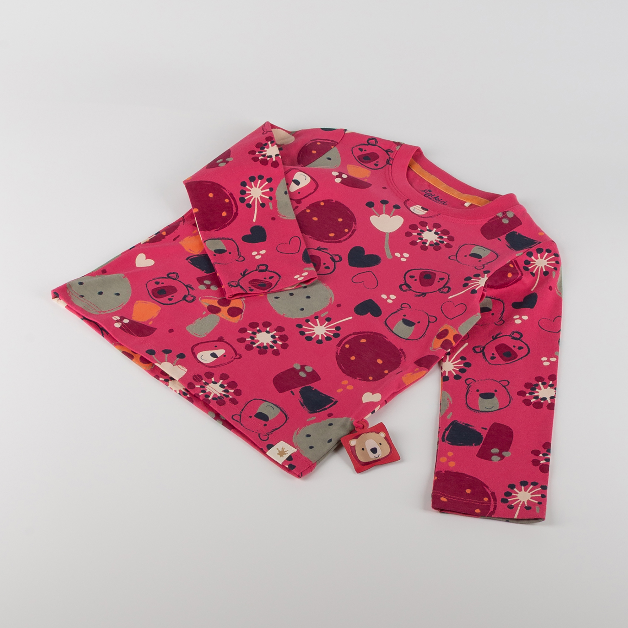 Kinder Langarmshirt Bär Fancy Forest Print, pink Kinder Langarmshirt Bär Fancy Forest Print, pink