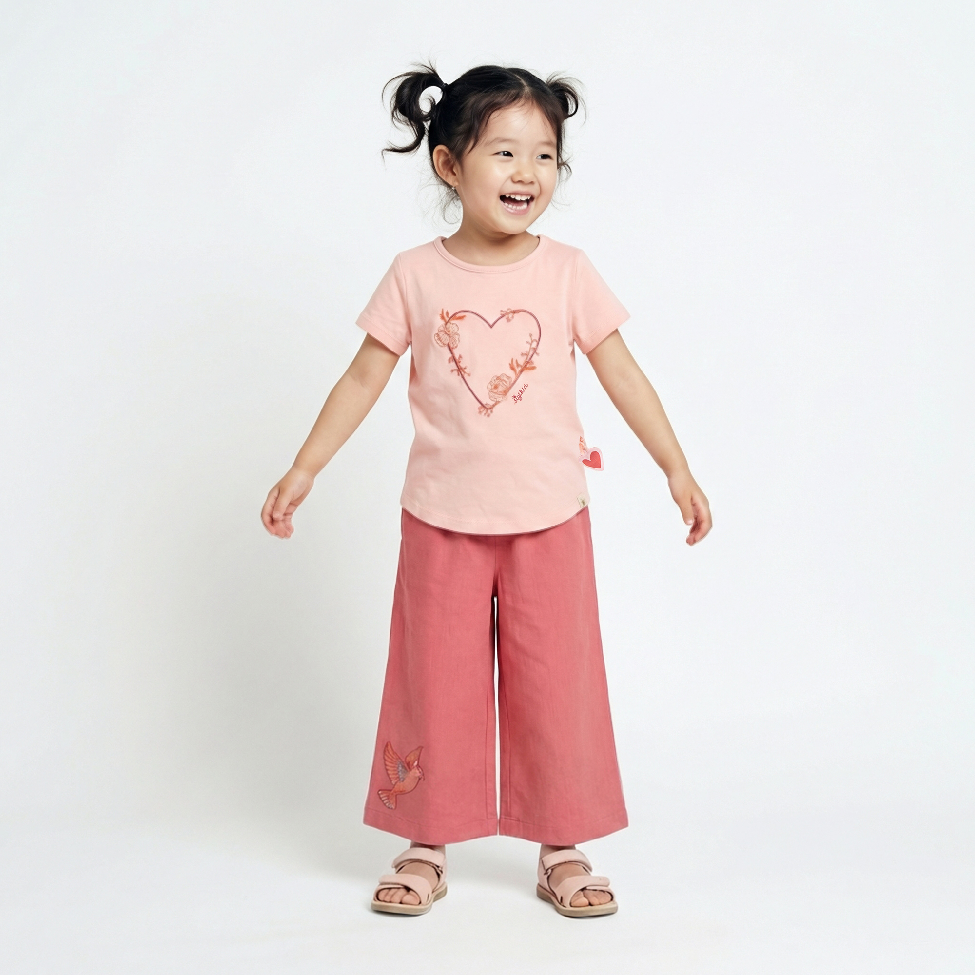 Children's T-shirt flower heart, Spring Birds