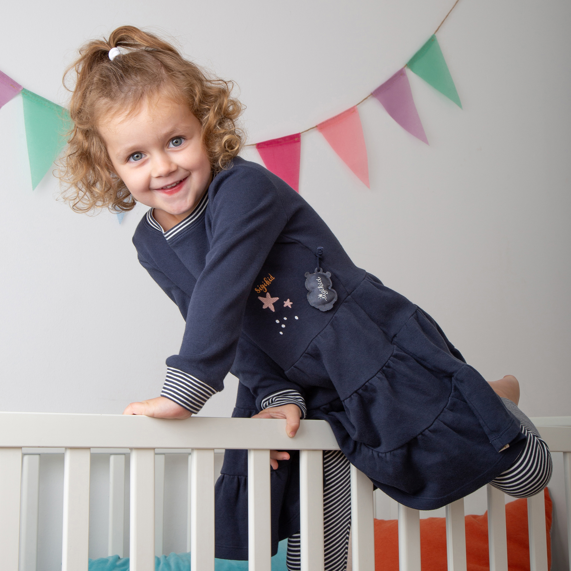 Long sleeve dress Magic Owl with tiered skirt