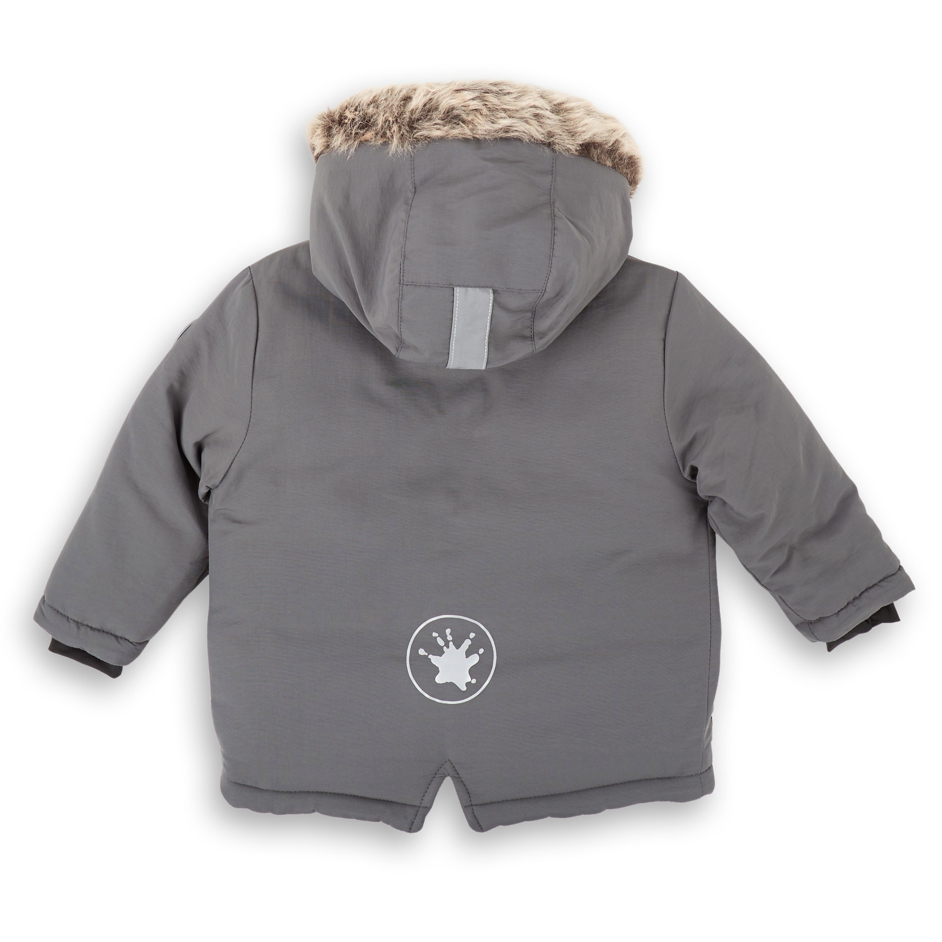 Insulated hooded winter jacket, dark grey, for babies and toddlers