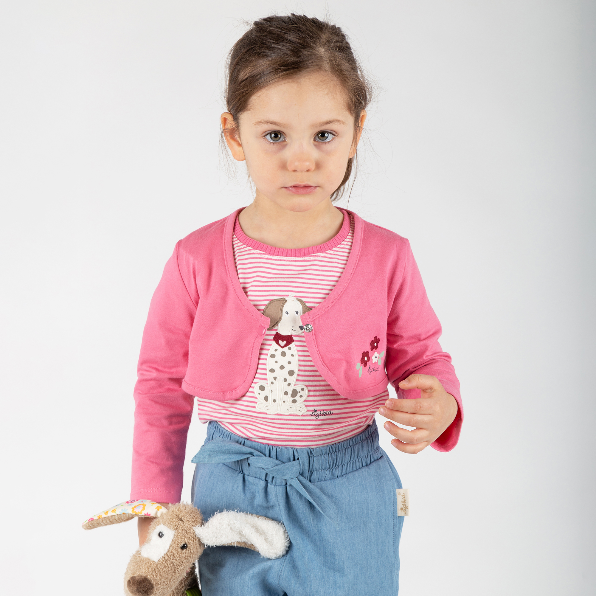 Kinder Langarm Bolero Jacke, rosa mit Blümchen, Funny Dog Kinder Langarm Bolero Jacke, rosa mit Blümchen, Funny Dog