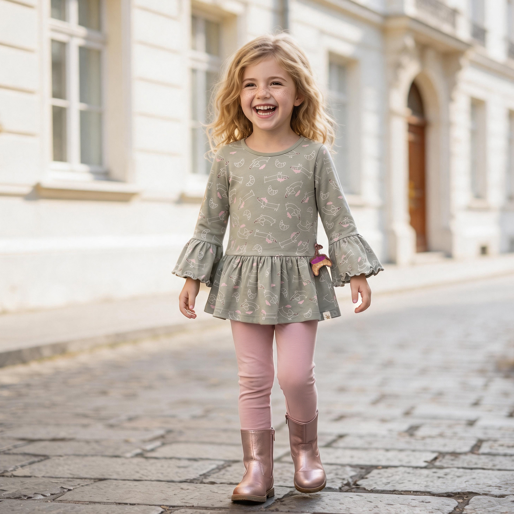 Kinder Longshirt Tunika mit Volants, Petit Croissant