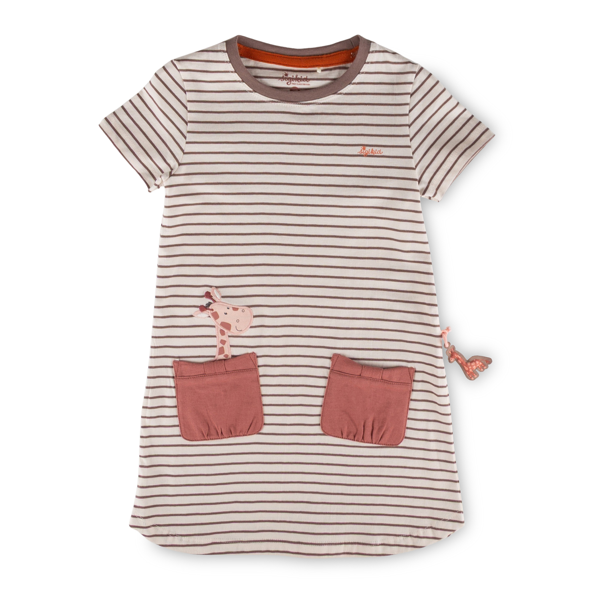 Girls' short-sleeved jersey dress, pockets, Savanne