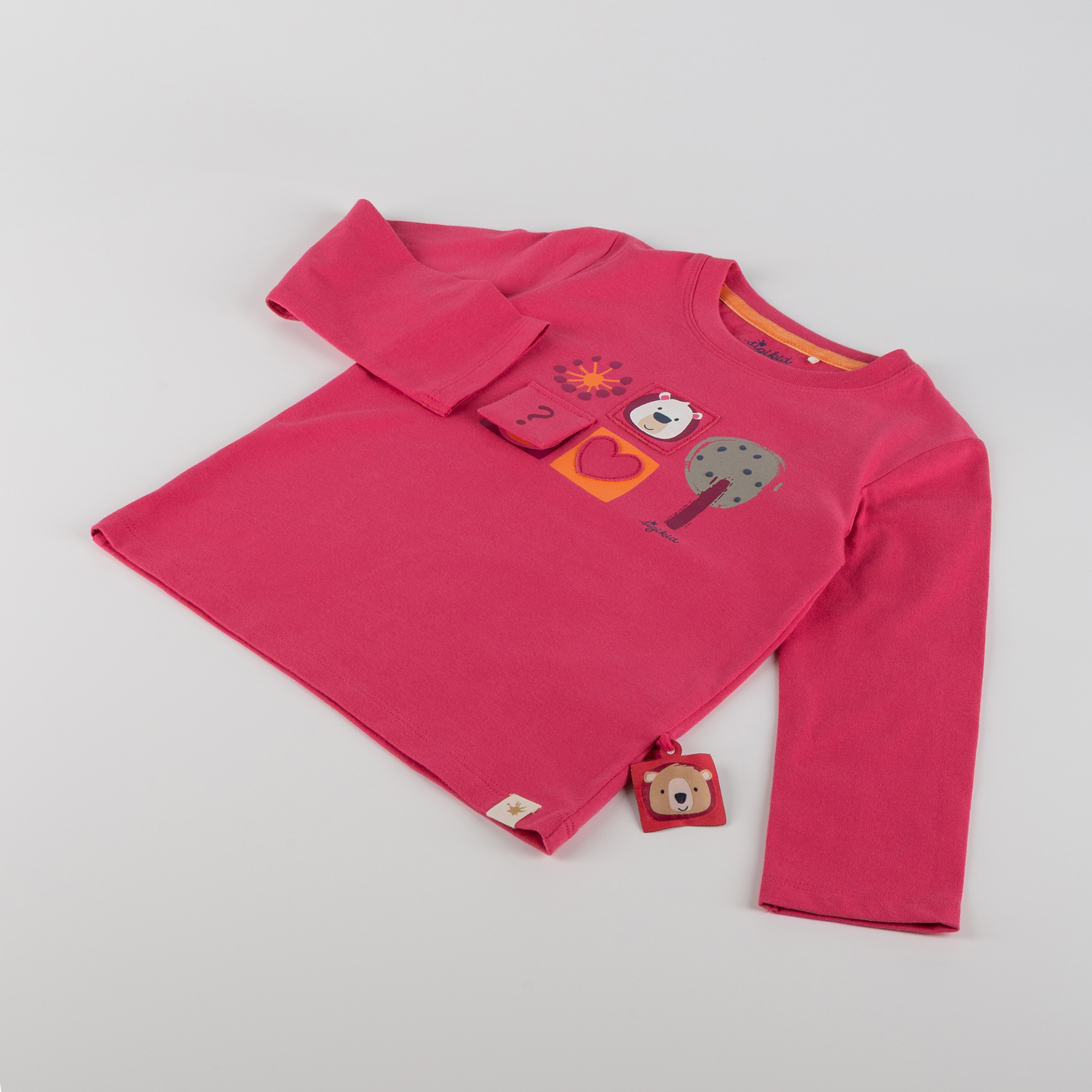 Kinder Langarmshirt Bär Fancy Forest Print, pink Kinder Langarmshirt Bär Fancy Forest Print, pink