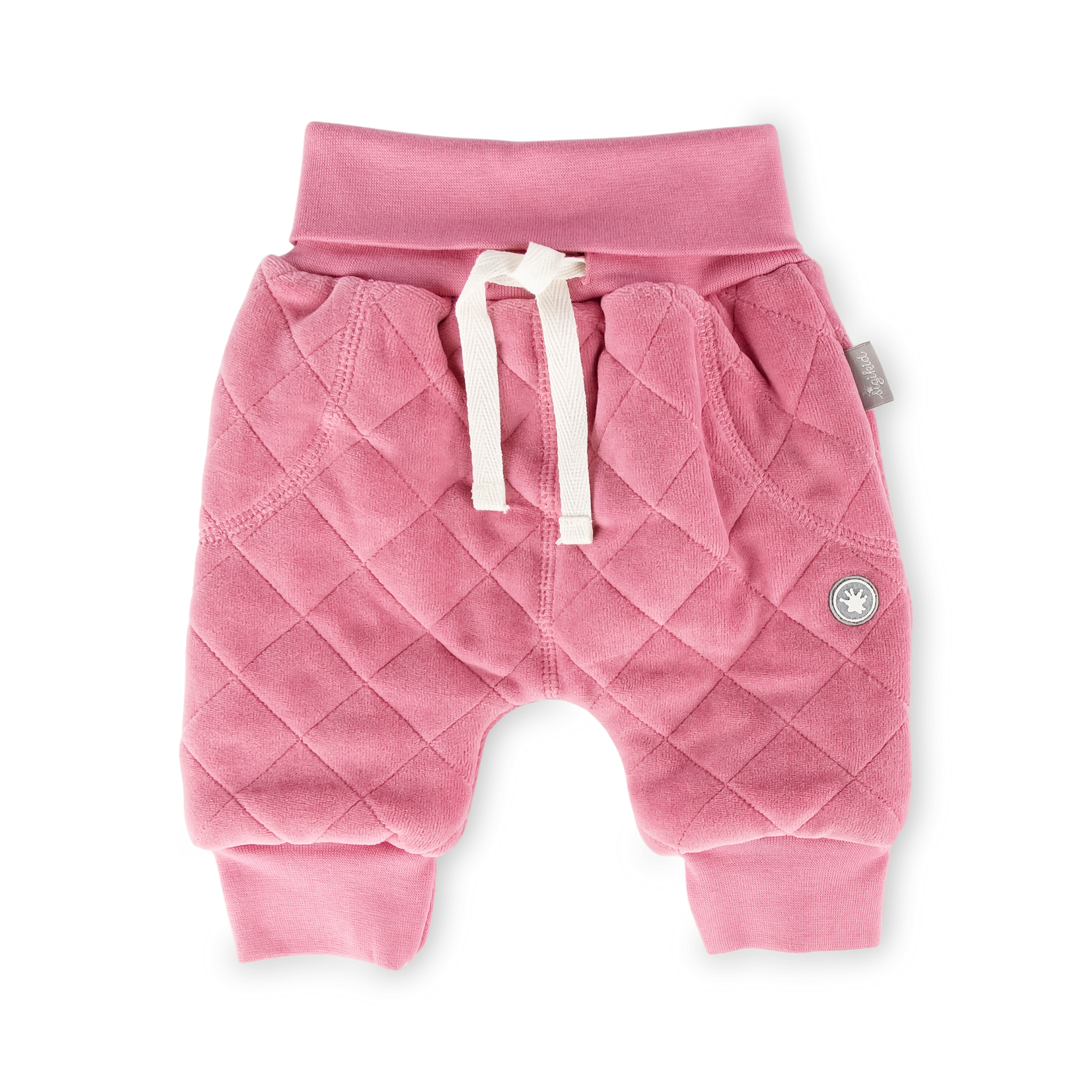 Baby quilted velour pants, lined, pink