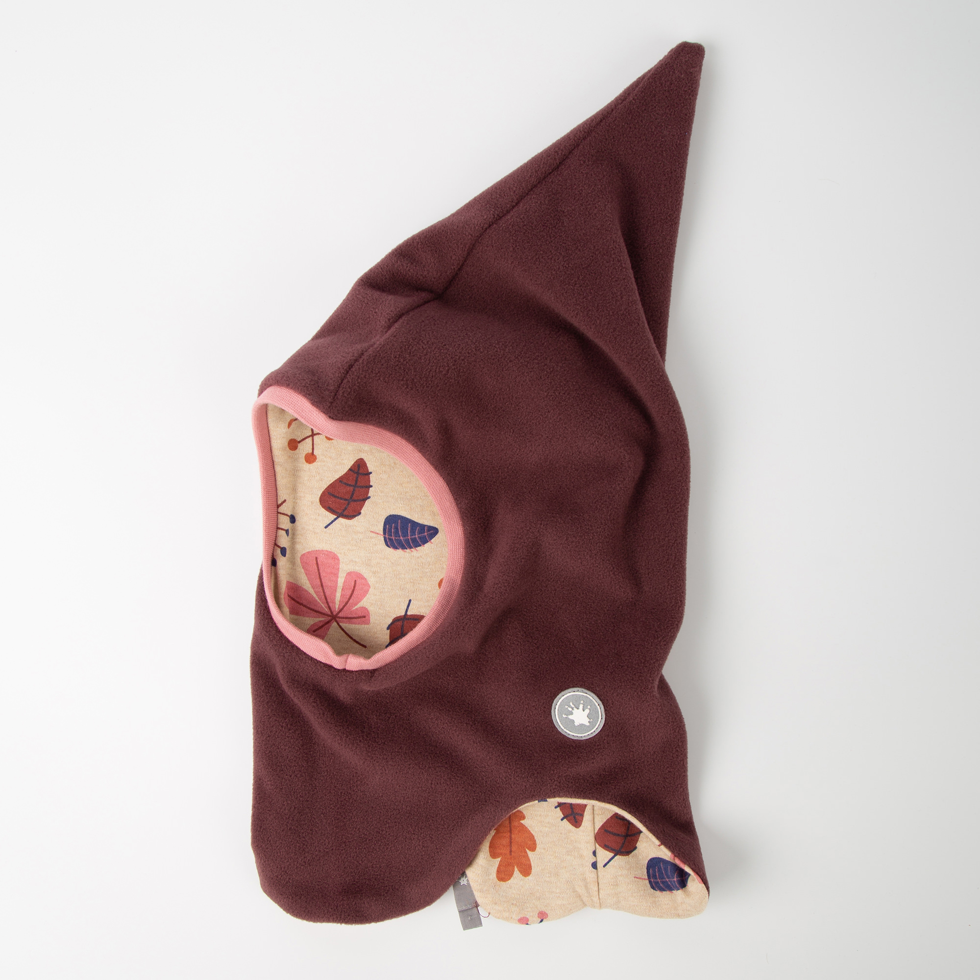 Children's balaclava fleece hat, burgundy red, lined