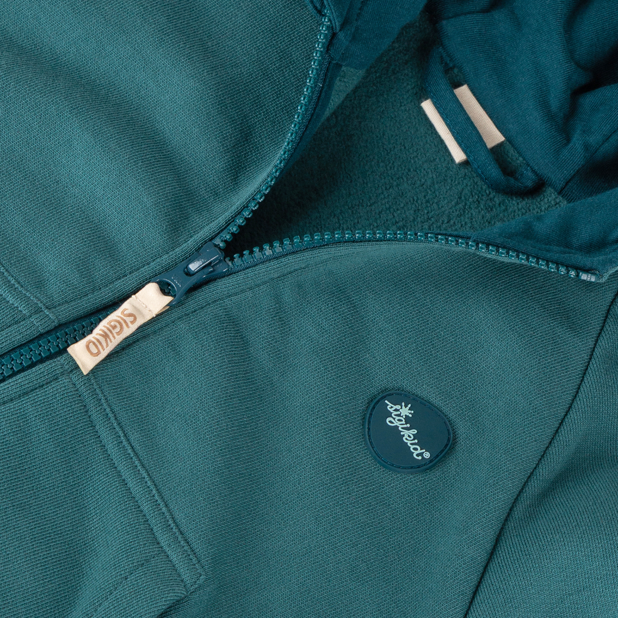 Kinder Kapuzen Sweatjacke Klecks, petrolblau