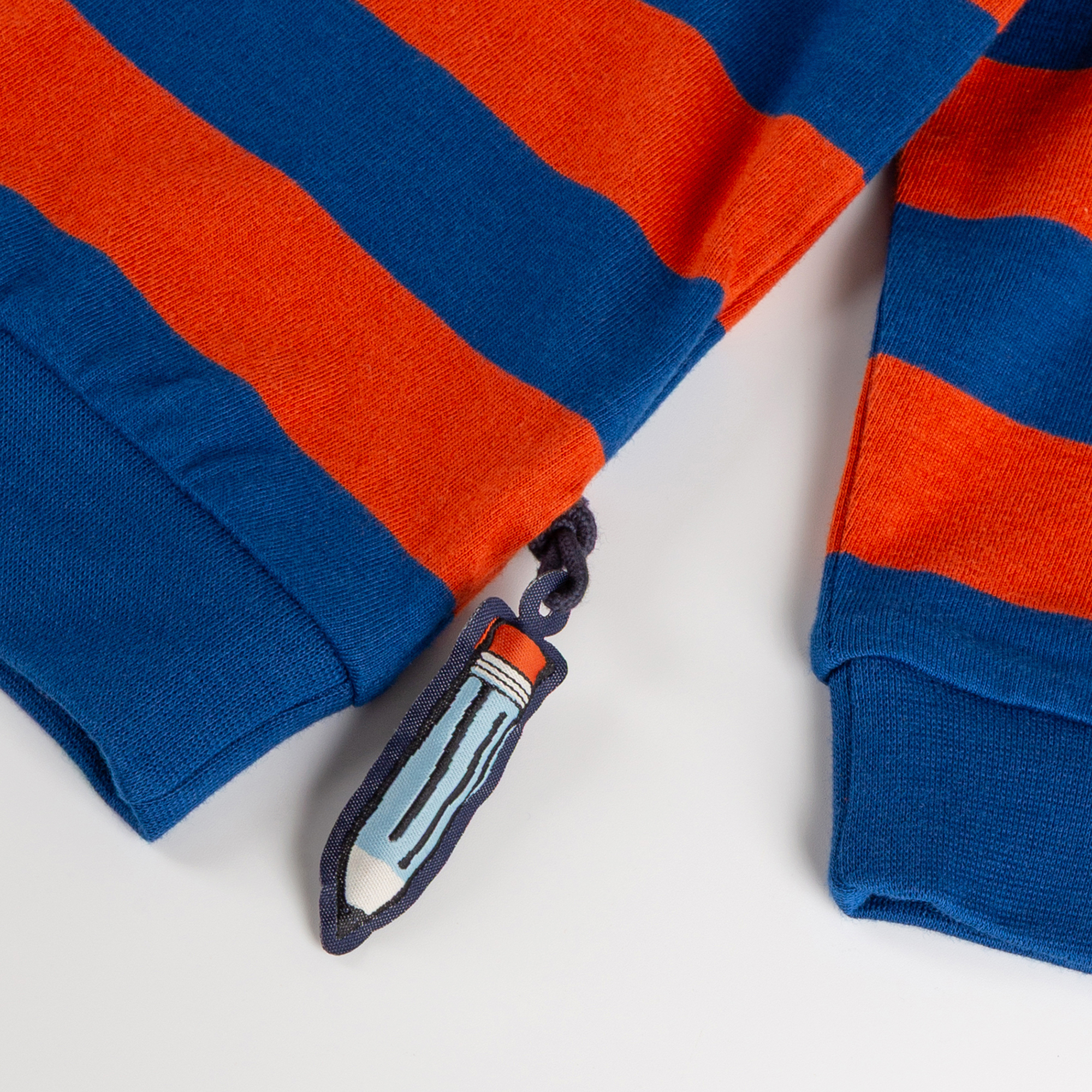 Children's long sleeve Tee dog, striped blue/red
