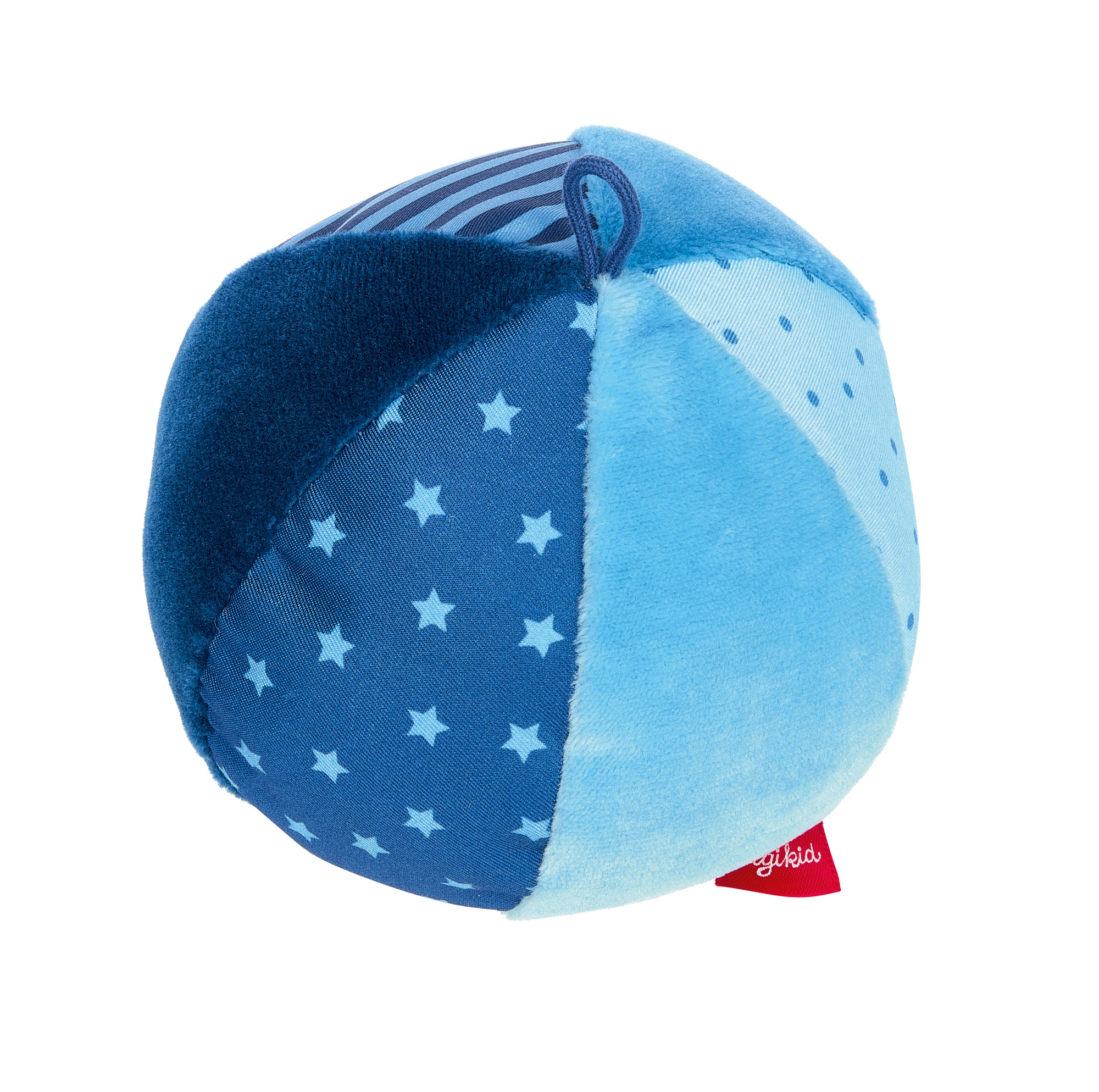 Baby rattle soft ball, blue patchwork