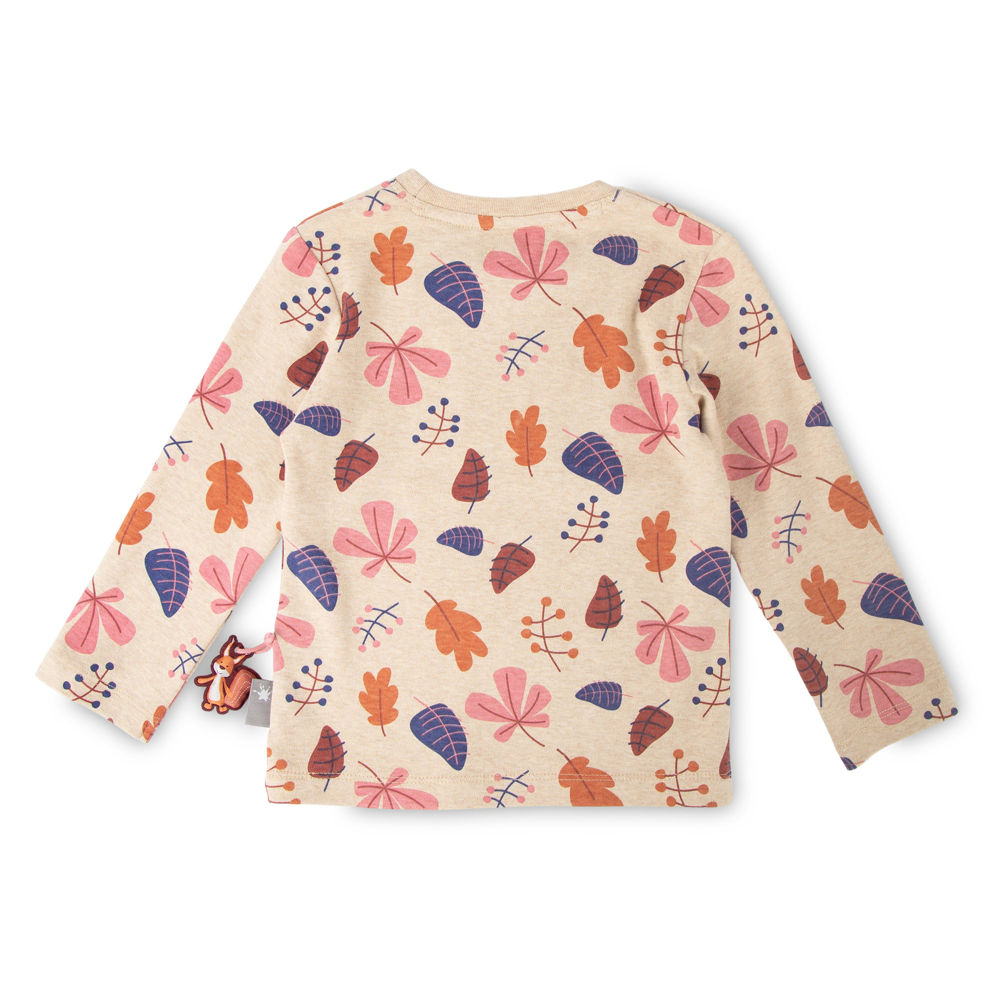 Kinder Langarmshirt, beige mit buntem Blätterprint