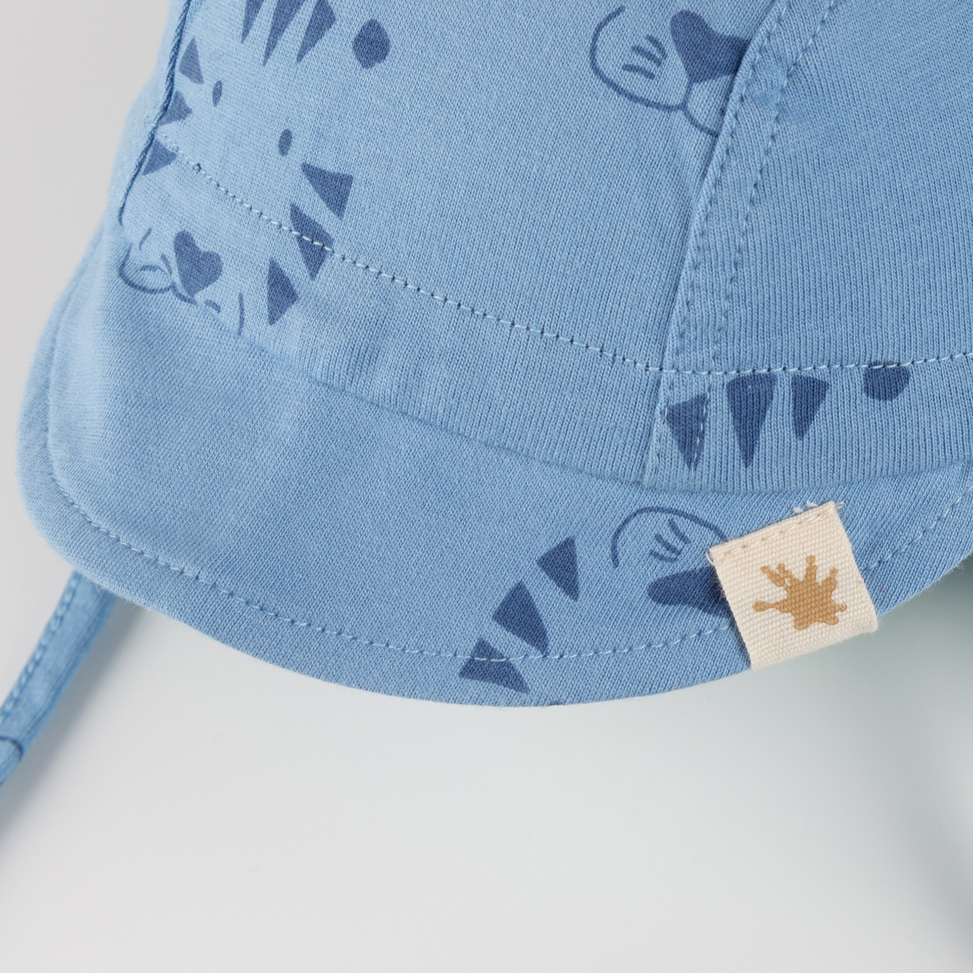 Peaked neck-flap baby sun hat Tiger & Lion, light blue