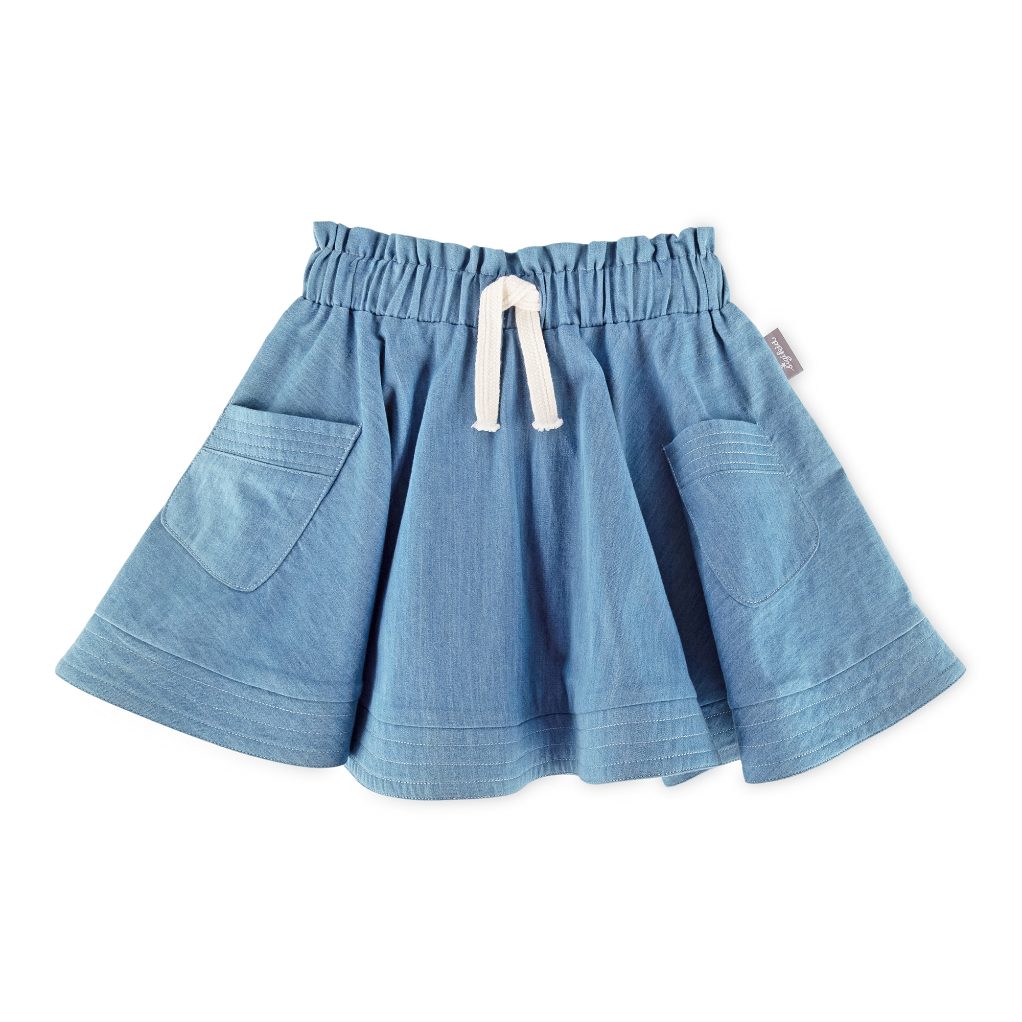 Kids' girls' summer circle skirt with pockets, light blue Kids' girls' summer circle skirt with pockets, light blue