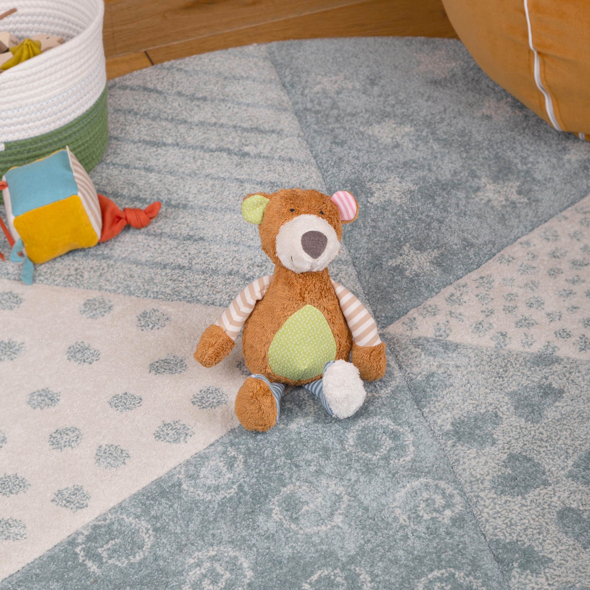 Plush toy patchwork bear, organic Green Plush toy patchwork bear, organic Green