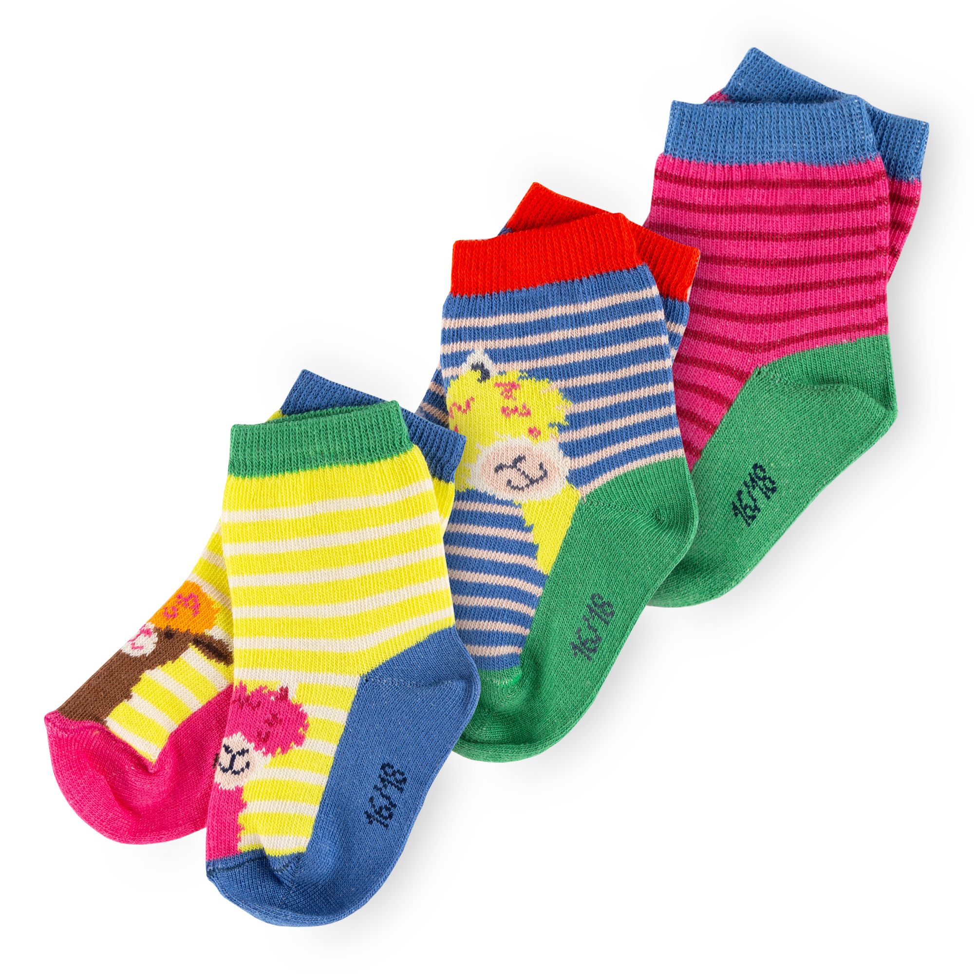 Kinder 3er Socken-Set, Lama, bunt